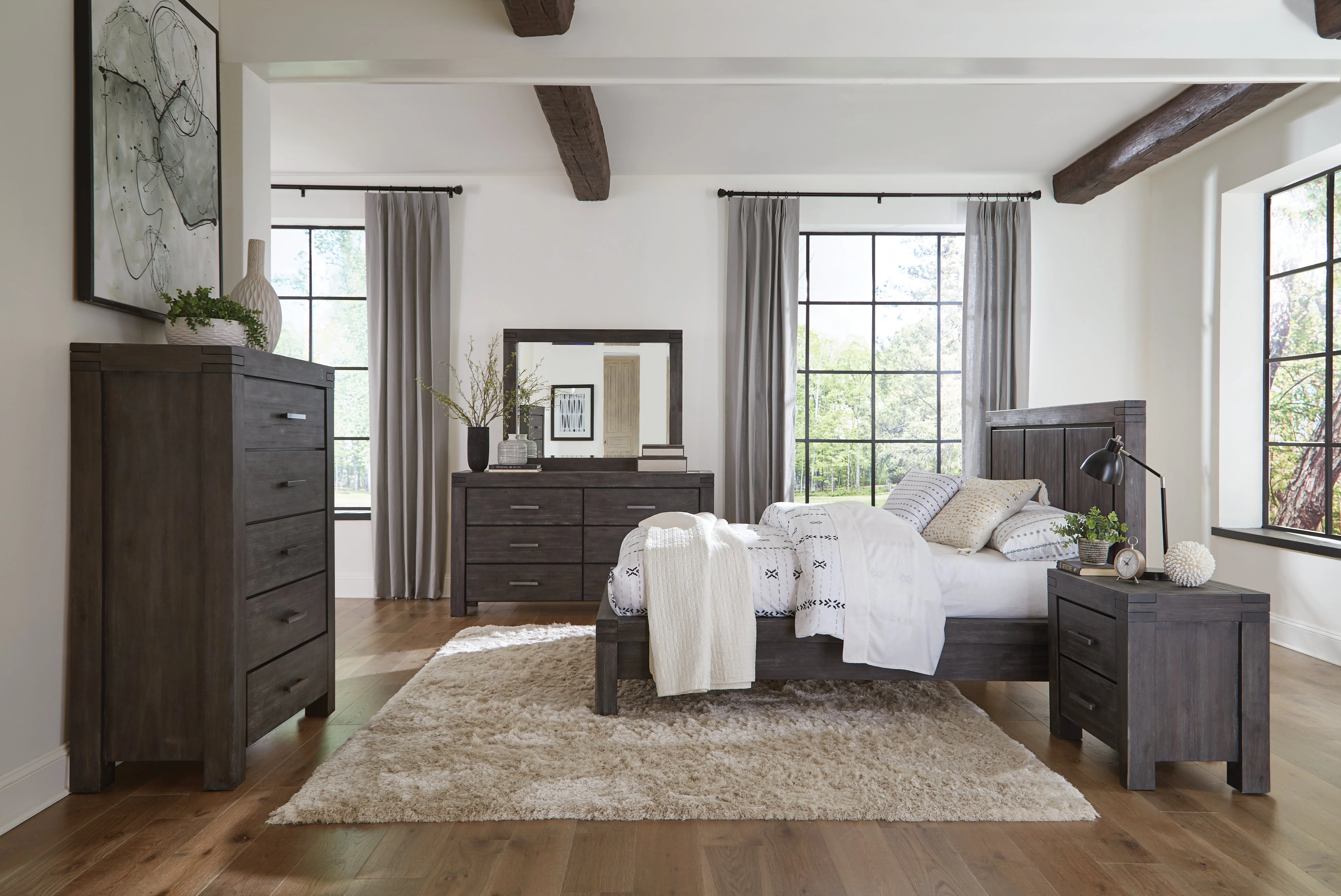 Meadow Solid Wood Eastern King Platform Bed in Graphite - Image 2