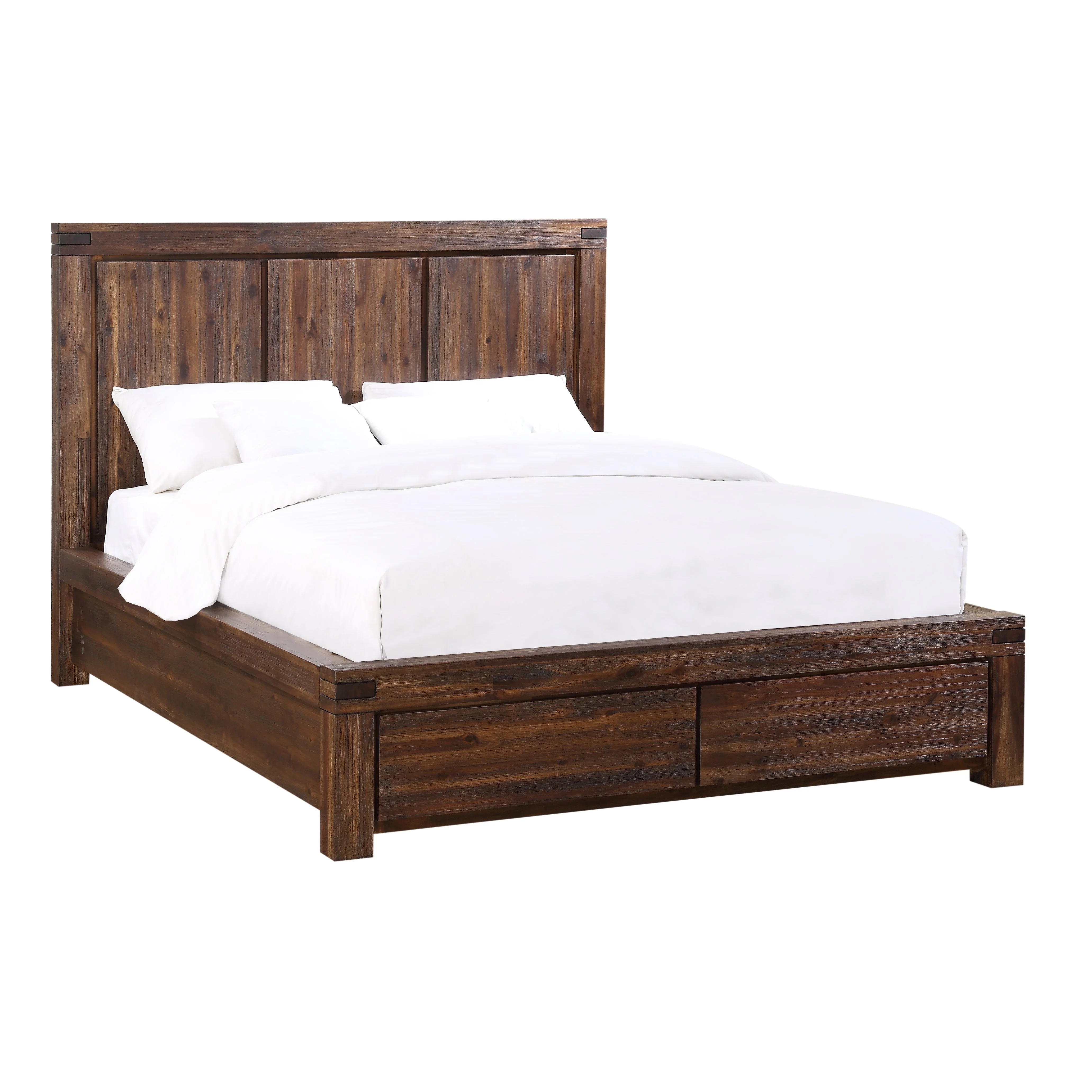 Meadow Solid Wood Footboard Queen Storage Bed in Brick Brown - Image 6