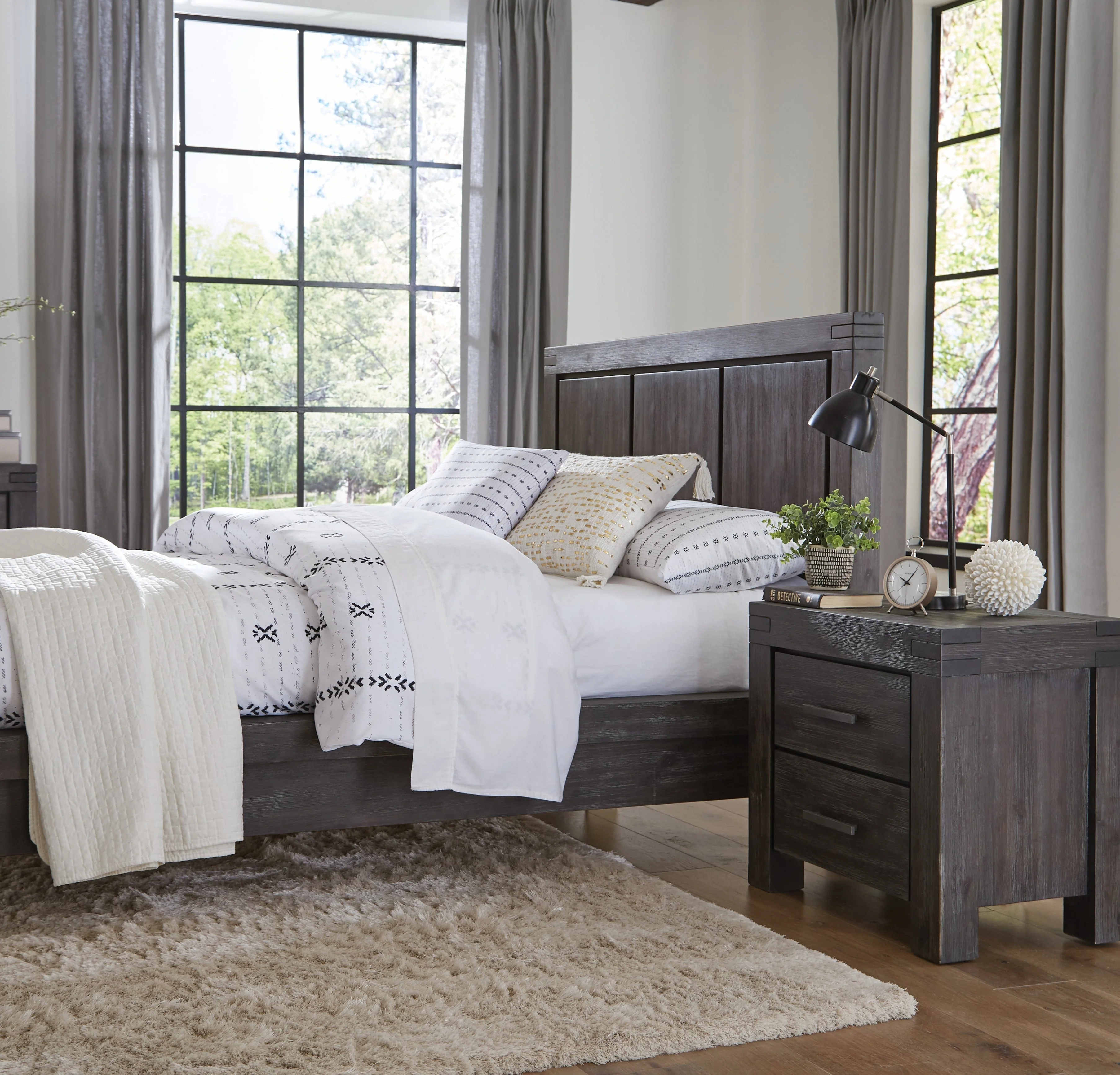 Meadow Solid Wood Two Drawer Nightstand in Graphite - Image 2