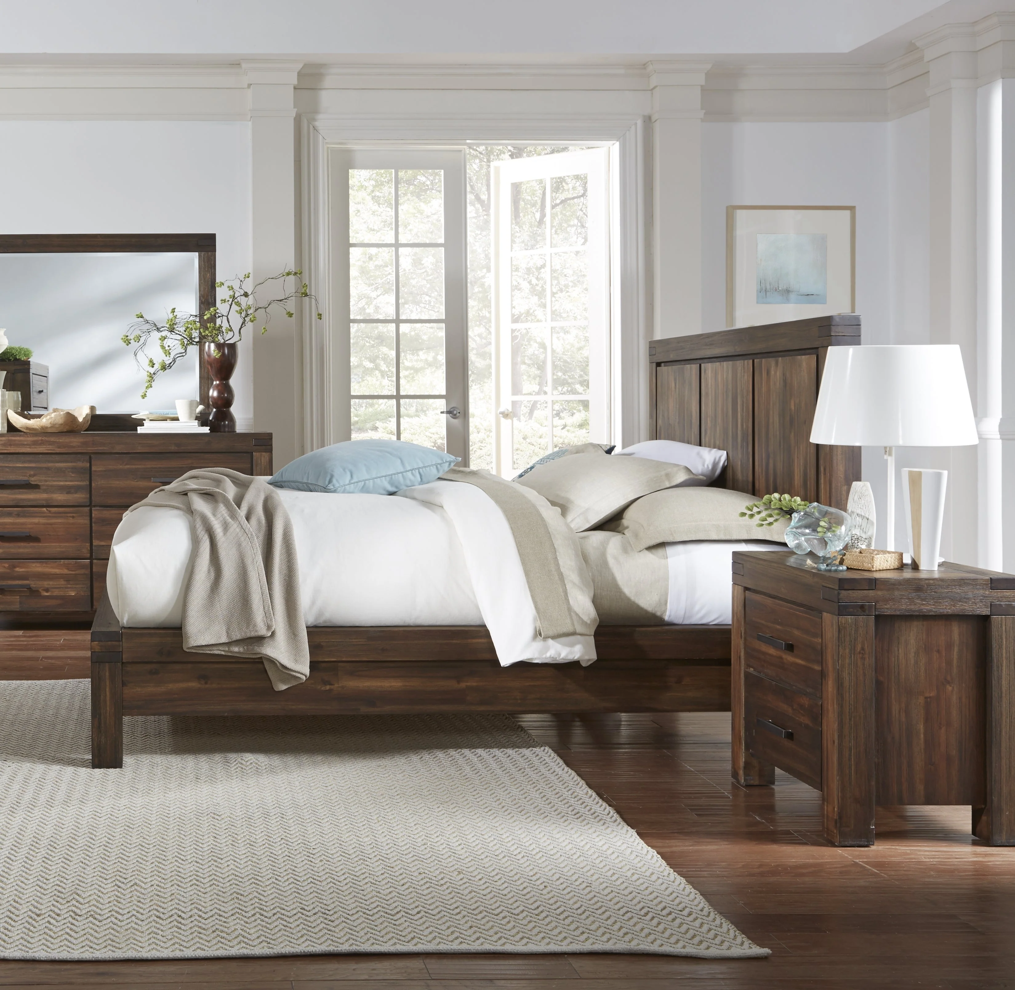 Meadow Two Drawer Solid Wood Nightstand in Brick Brown - Image 3