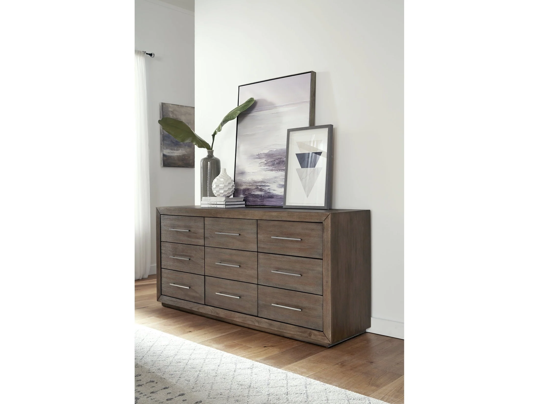 Melbourne Nine Drawer Dresser in Dark Pine