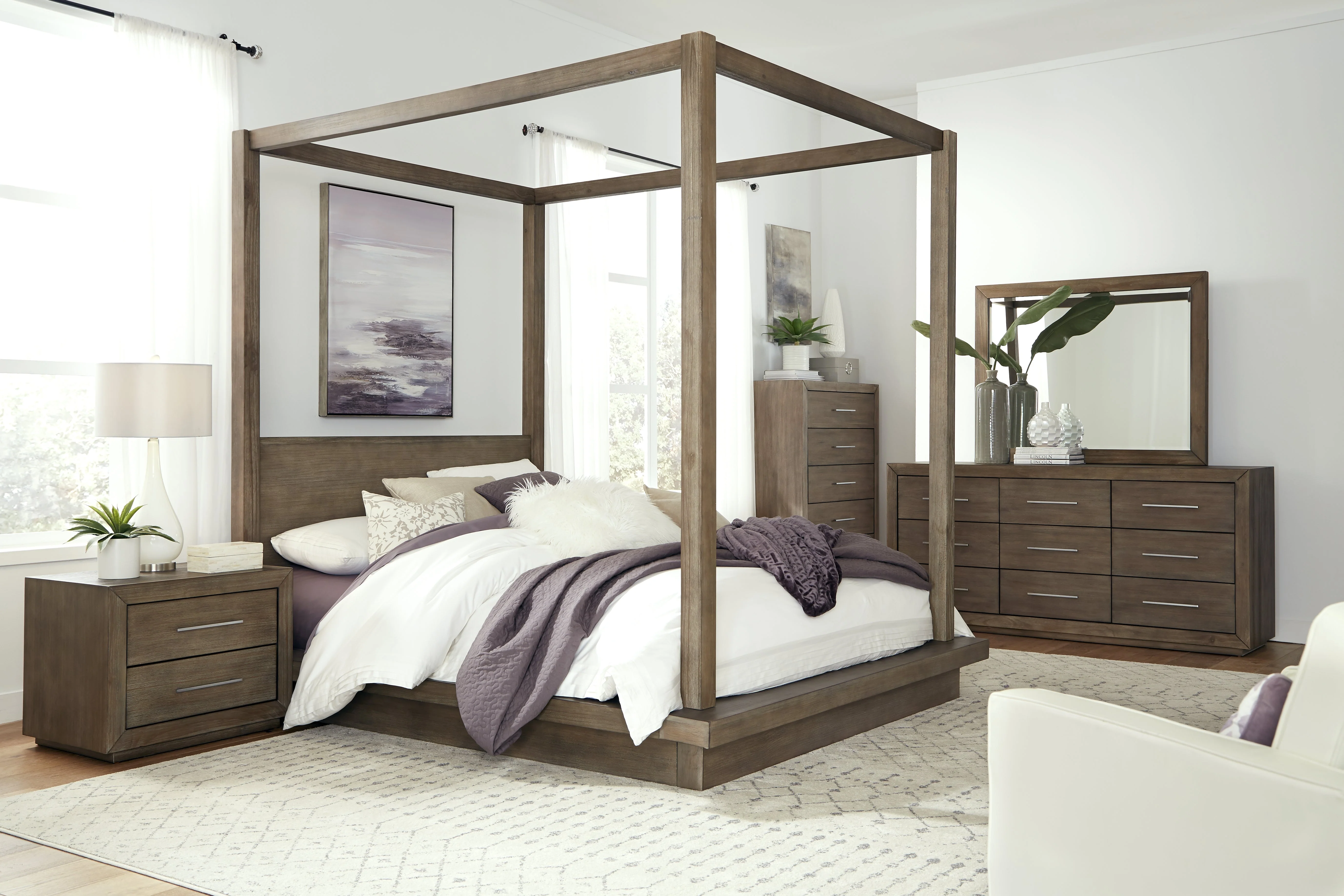 Melbourne Wood Eastern King Canopy Bed in Dark Pine - Image 2