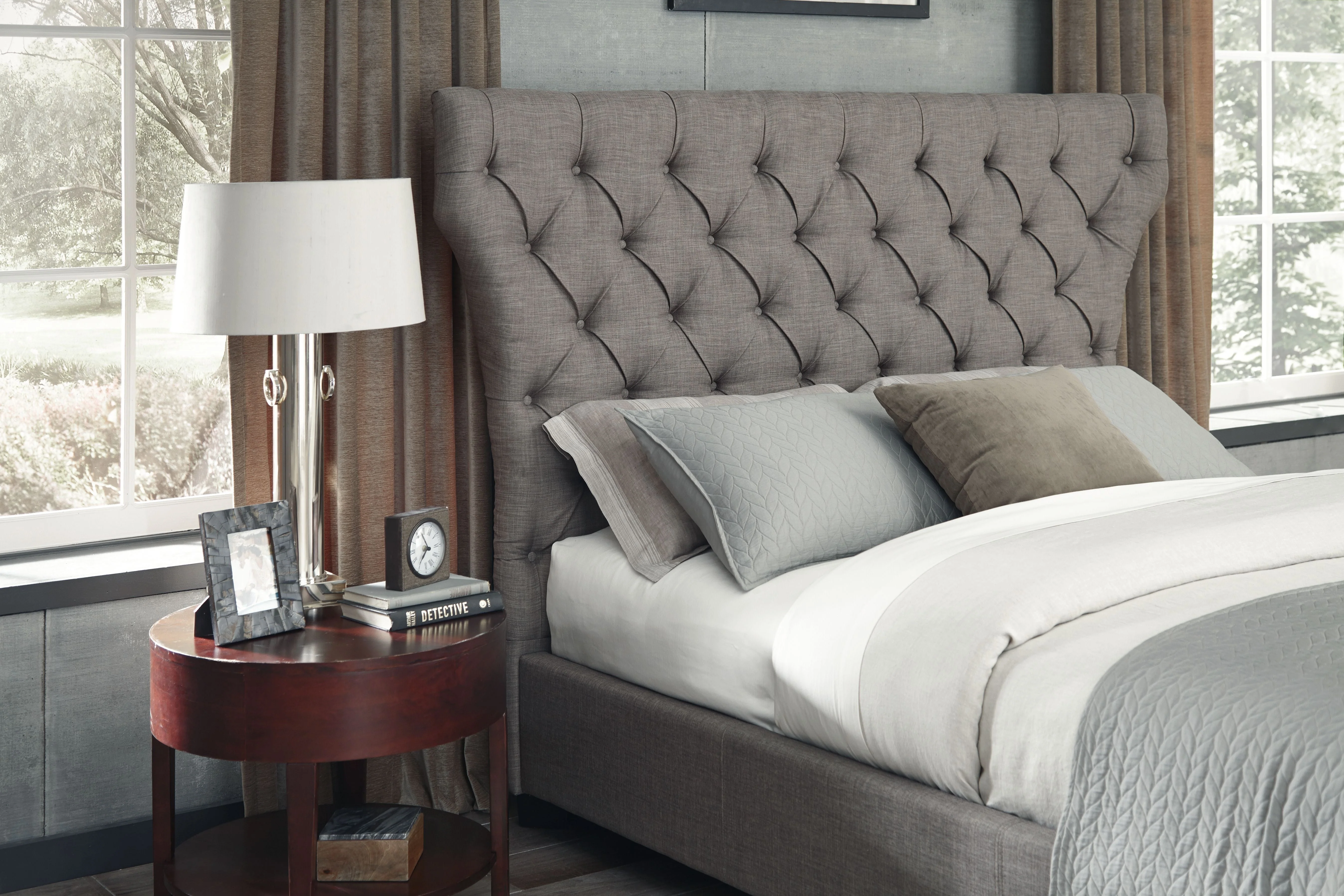 Melina California King Upholstered Footboard Storage Bed in Dolphin Linen - Image 3