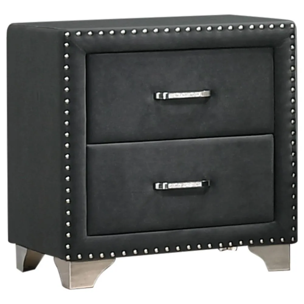 Melody Gray 2-Drawer Upholstered Nightstand - Image 2