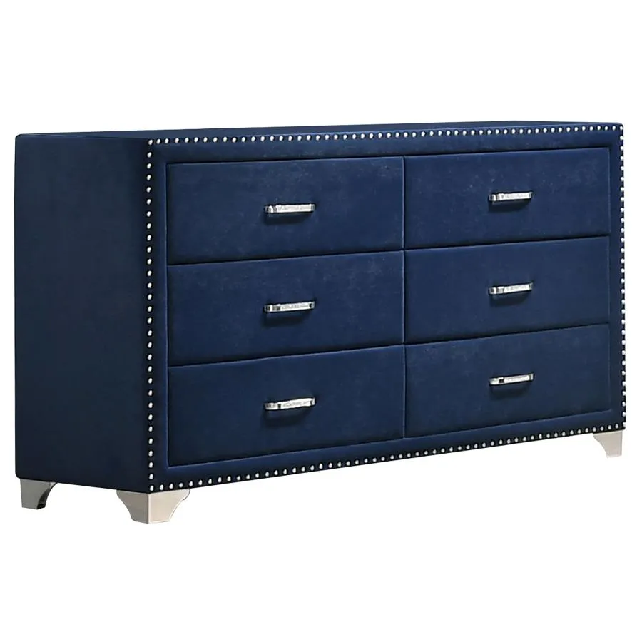Melody Pacific Blue 5-Piece Queen Tufted Upholstered Bedroom Set - Image 5