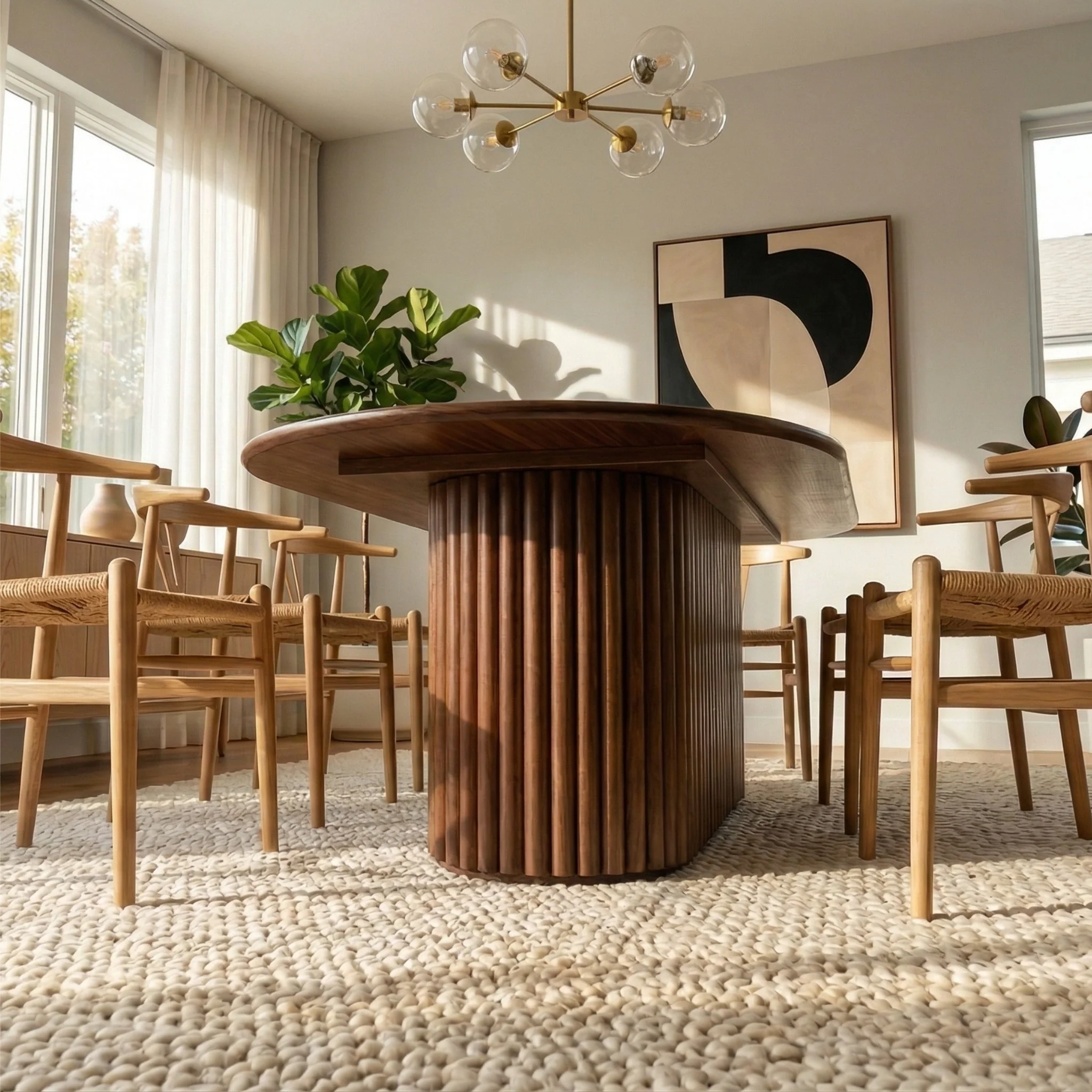 Merlin Oval Walnut Dining Table - Image 9