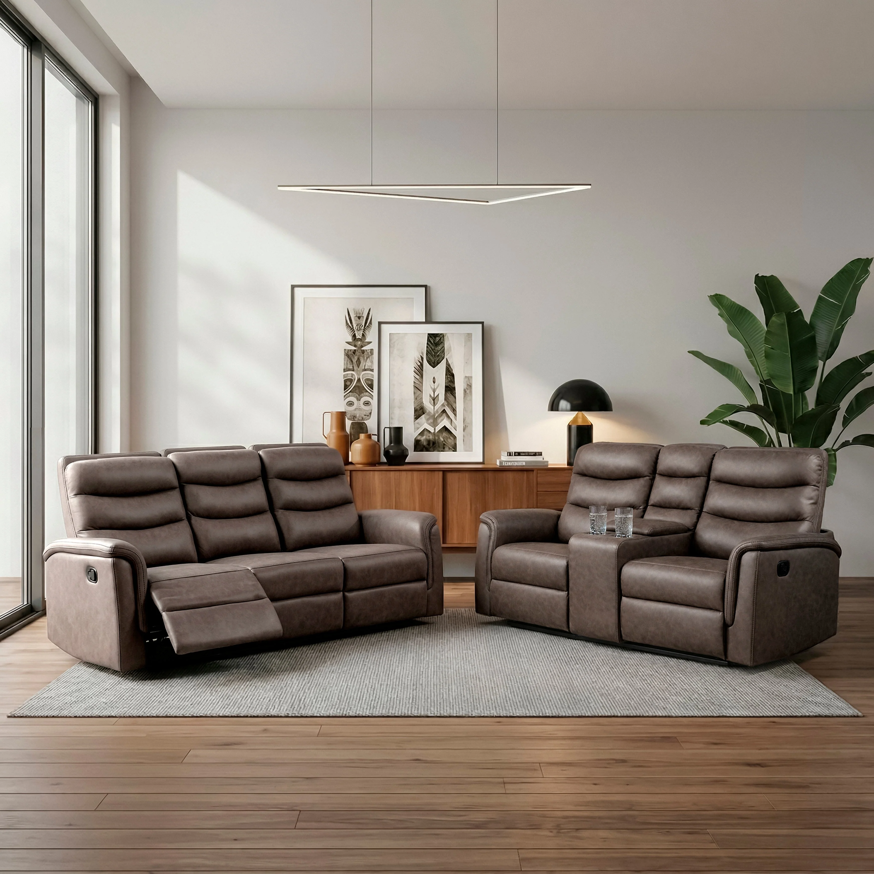 Metric Brown Double Glider Reclining Loveseat with Center Console - Image 14