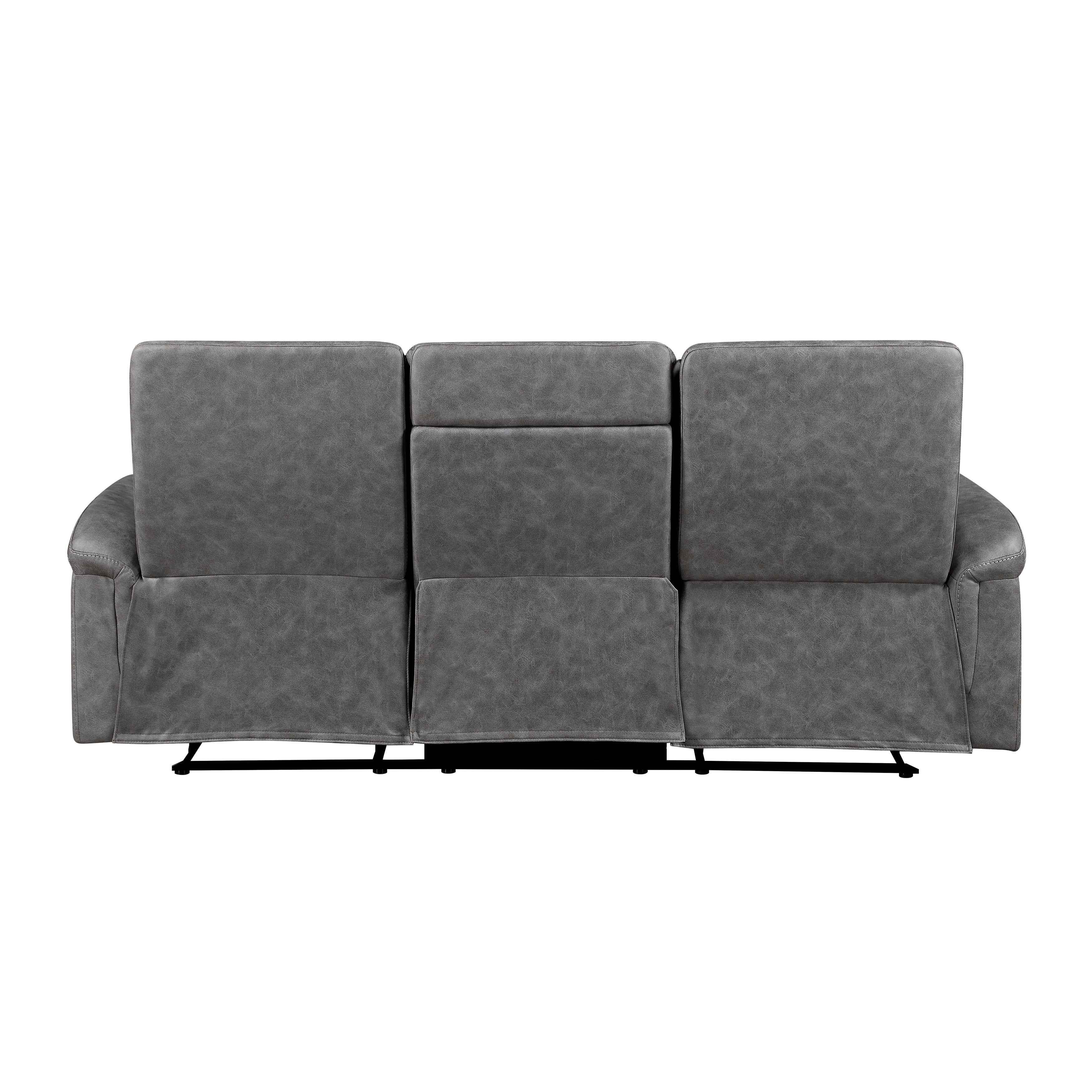 Metric Gray Double Reclining Sofa with Drop-down Cup Holders - Image 3