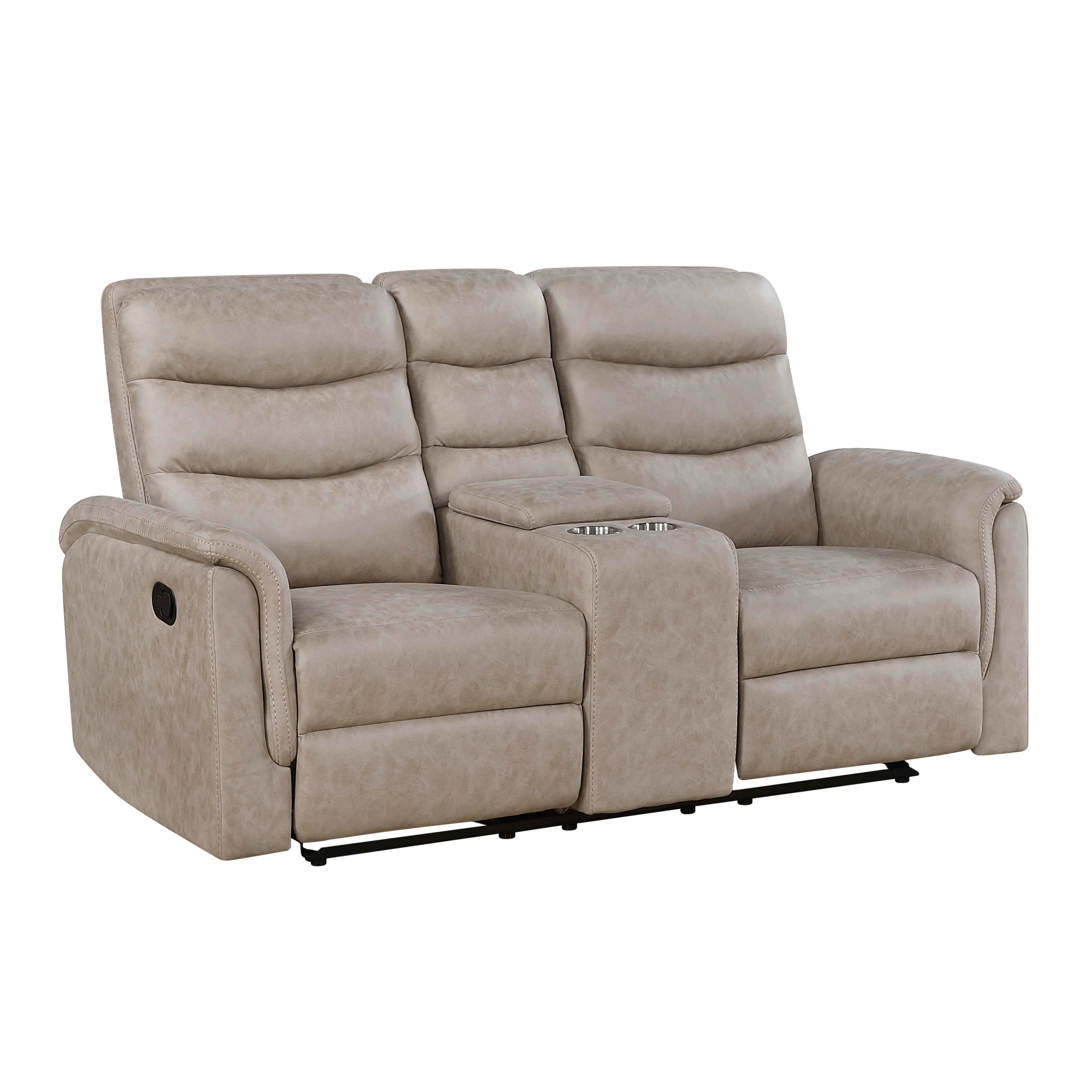 Metric Taupe Double Glider Reclining Loveseat with Center Console - Image 2