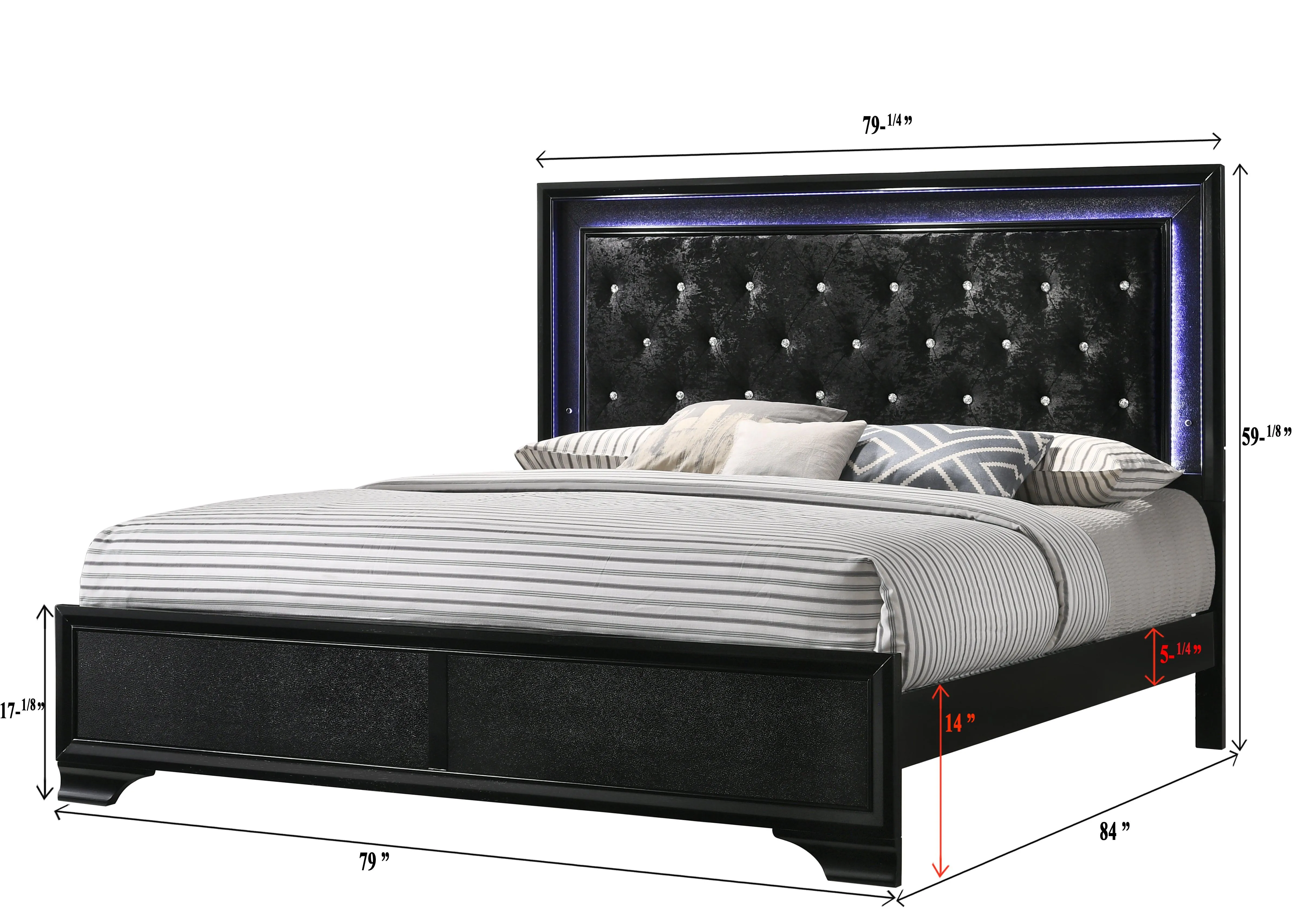 Micah Black LED Upholstered Panel Bedroom Set - Image 15