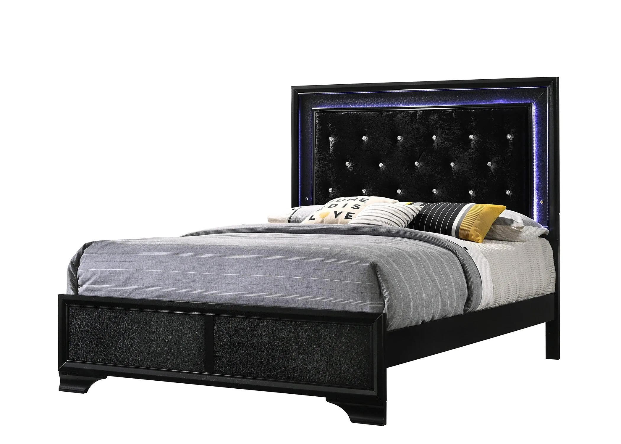 Micah Black LED Upholstered Panel Youth Bedroom Set - Image 2