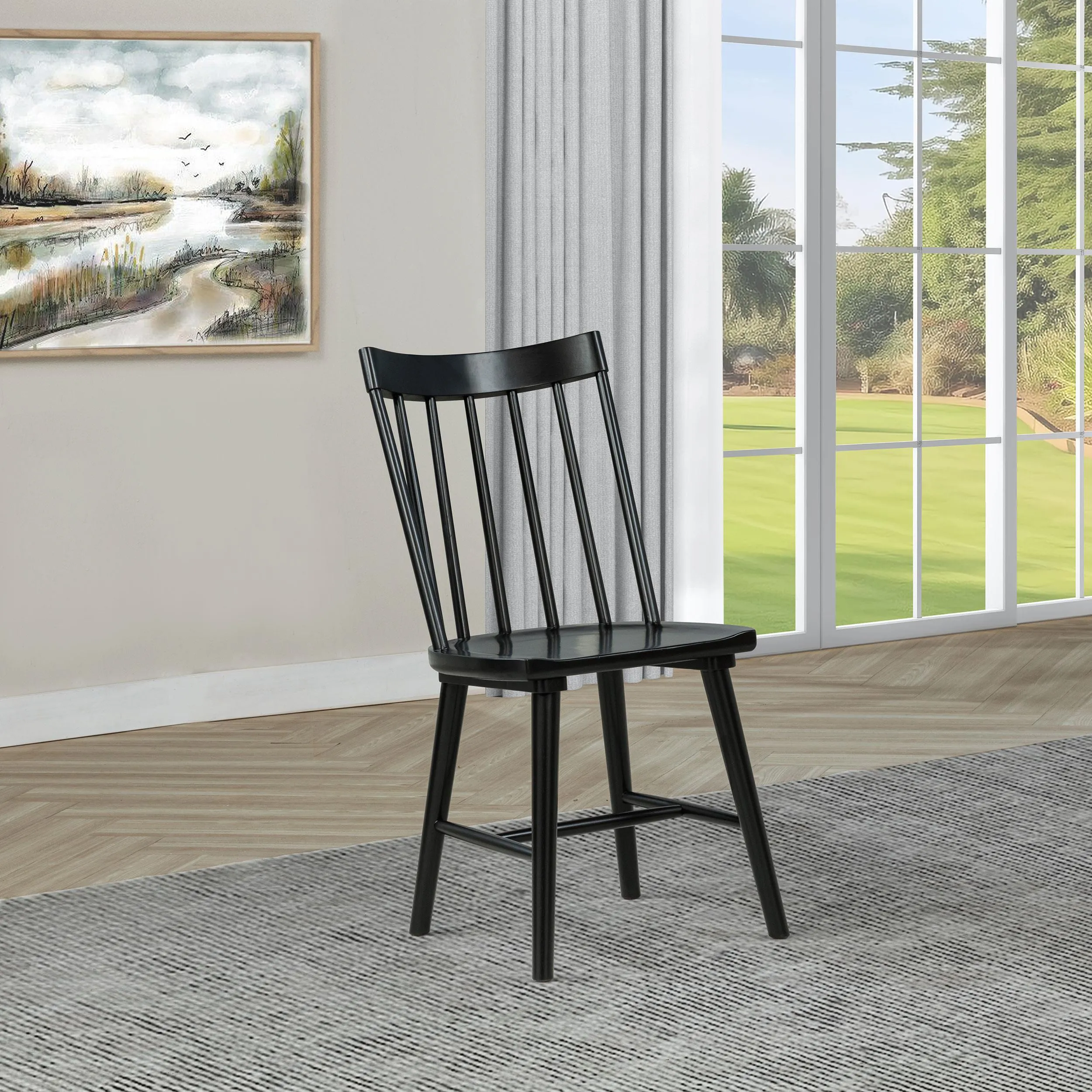 Middleton Black Solid Wood Dining Side Chair, Set of 2 - Image 2