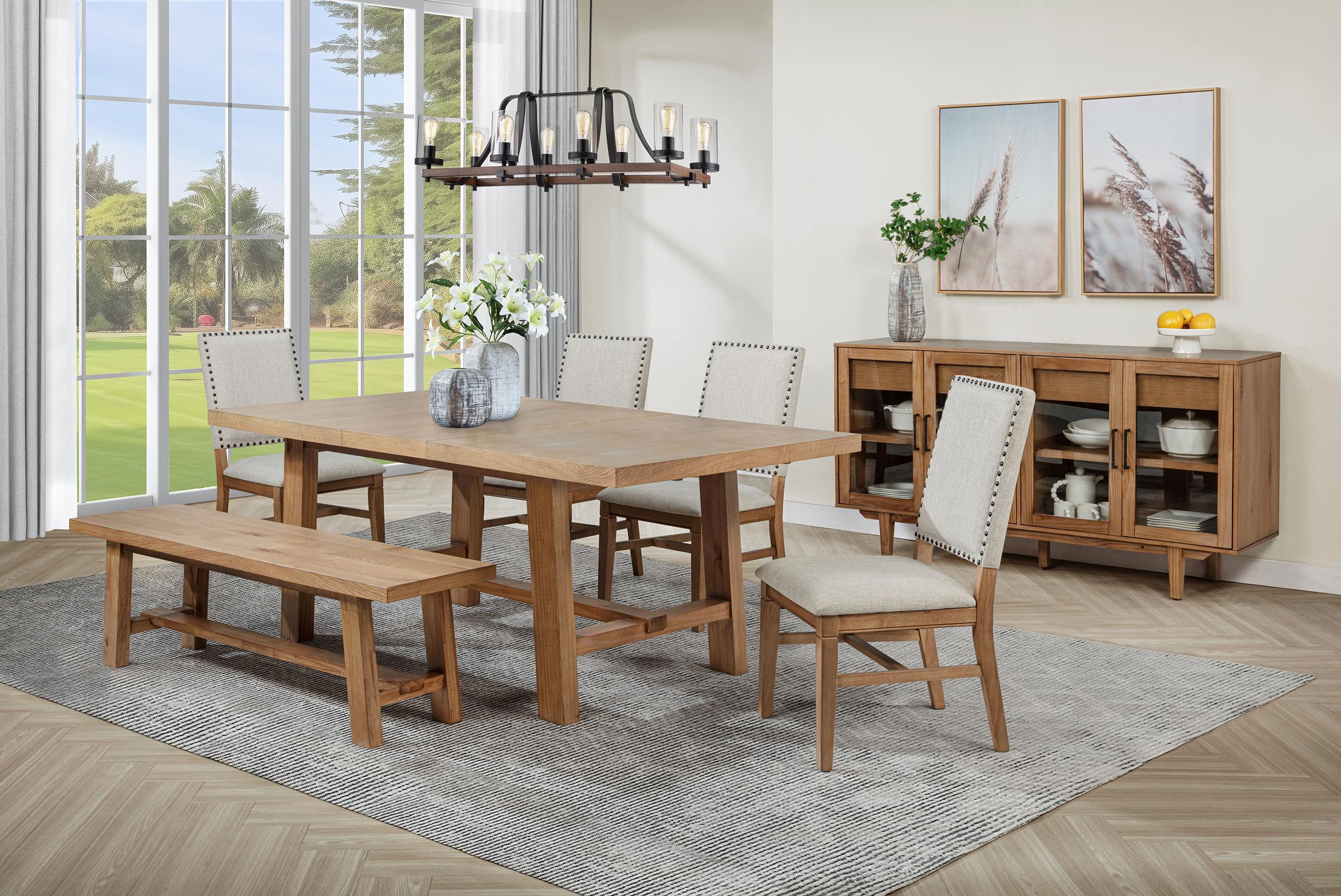 Middleton Natural Brown Dining Table with 76-inch Extension Leaf - Image 11