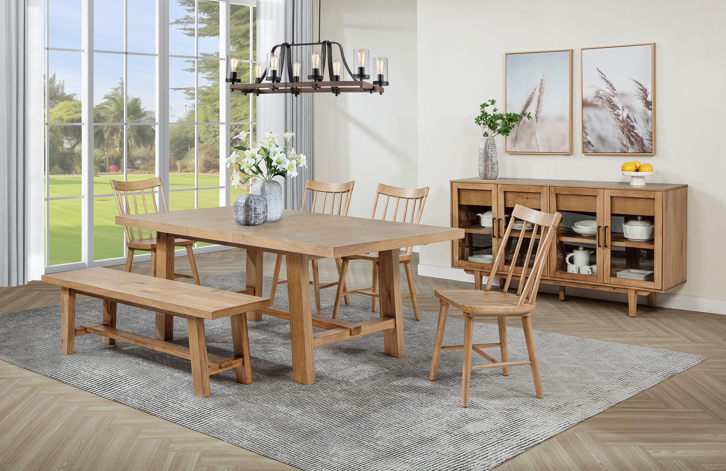 Middleton Natural Brown Dining Table with 76-inch Extension Leaf - Image 12