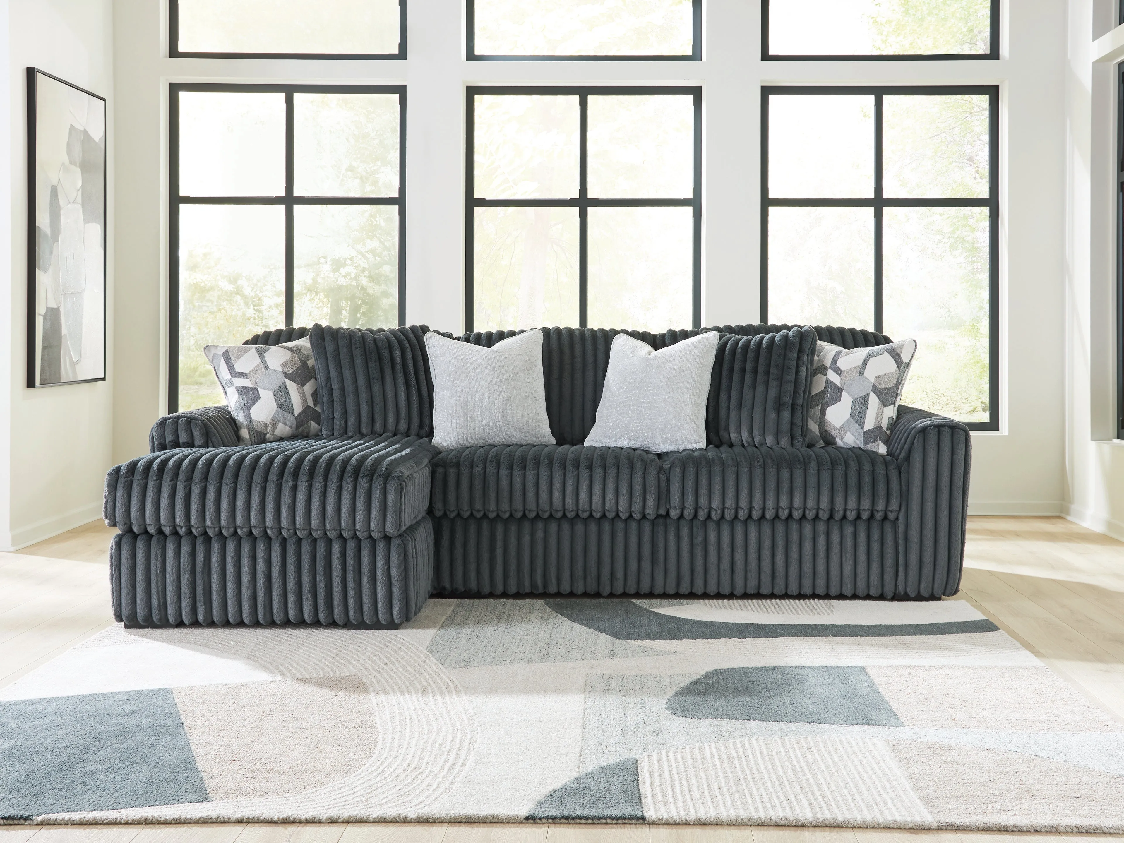 Midnight-Madness Gunmetal 2-Piece Sectional with LAF Chaise