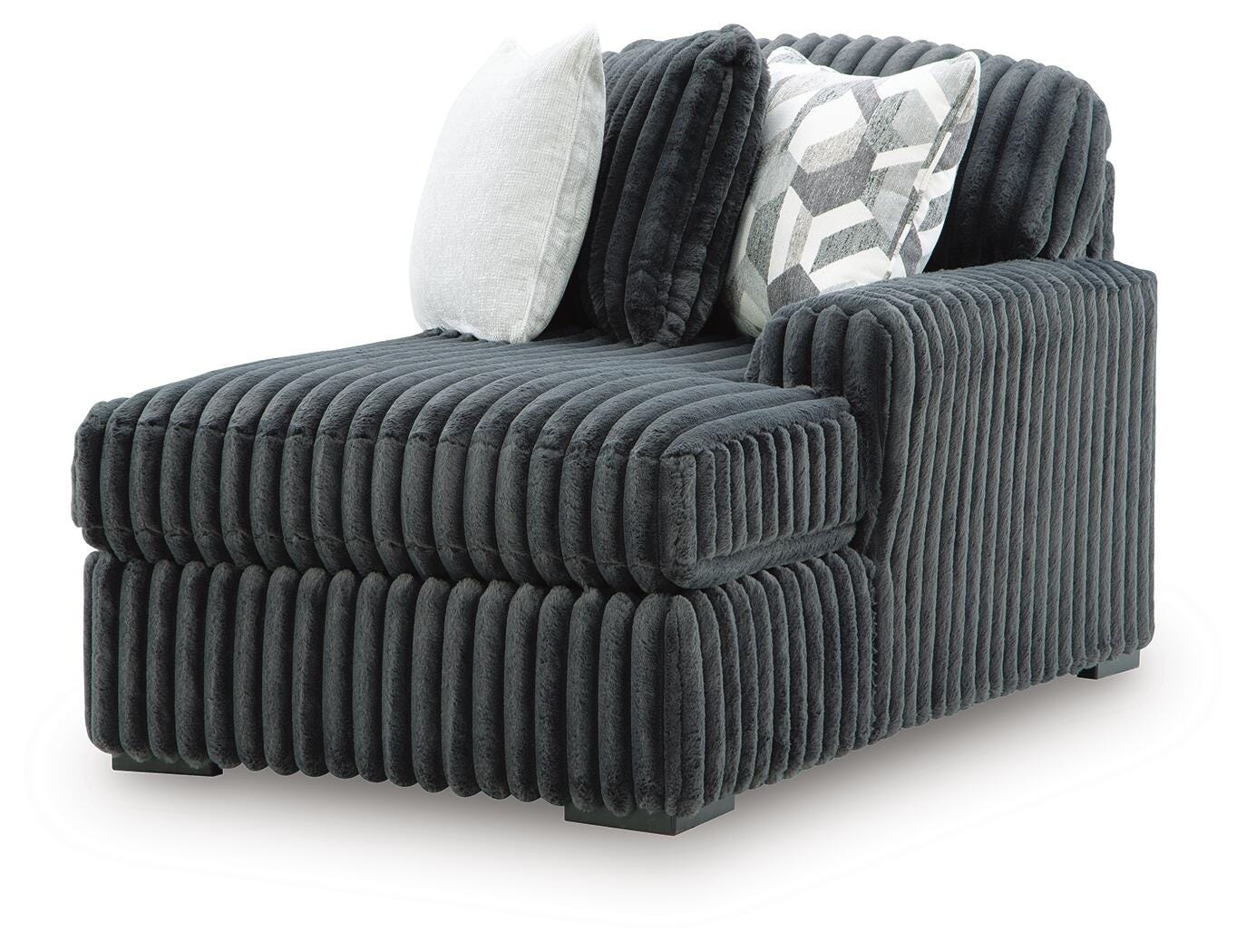 Midnight-Madness Gunmetal 3-Piece Sectional with RAF Chaise - Image 10