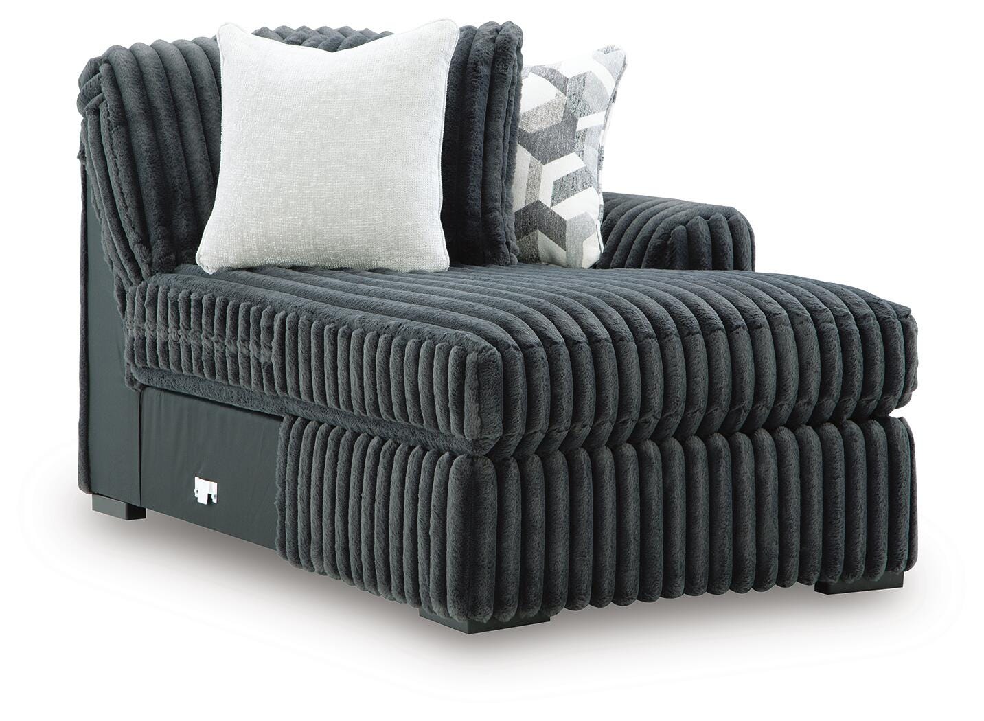 Midnight-Madness Gunmetal 3-Piece Sectional with RAF Chaise - Image 11