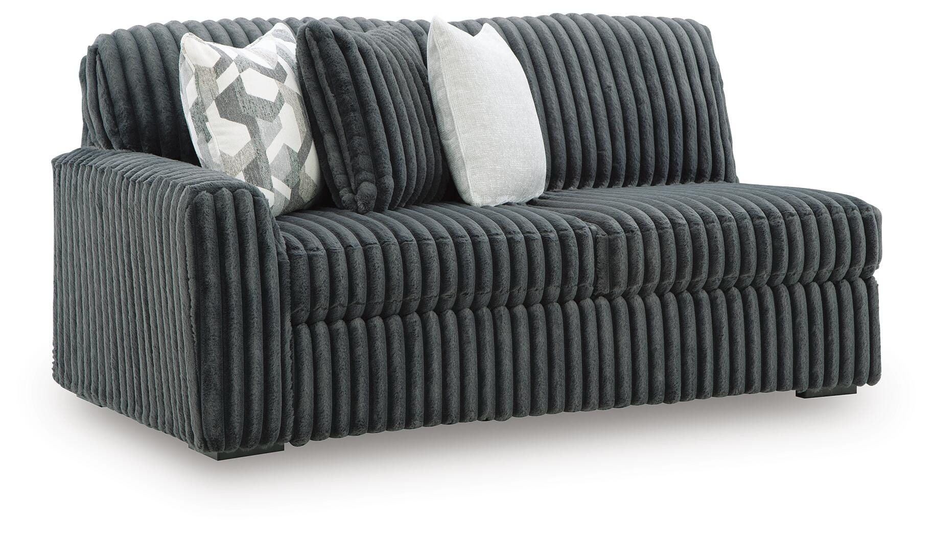 Midnight-Madness Gunmetal 3-Piece Sectional with RAF Chaise - Image 14