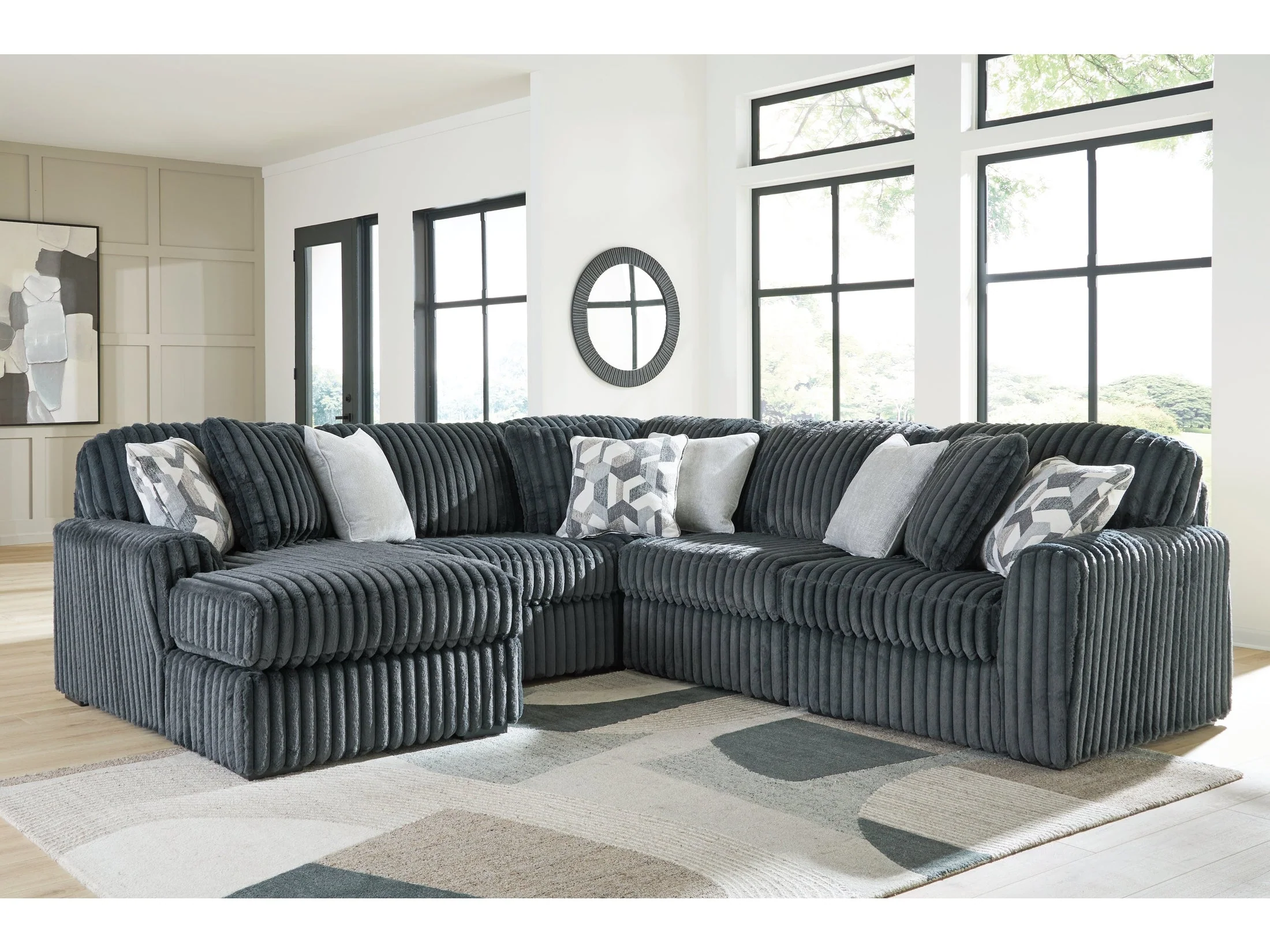 Midnight-Madness Gunmetal 5-Piece Sectional with LAF Chaise