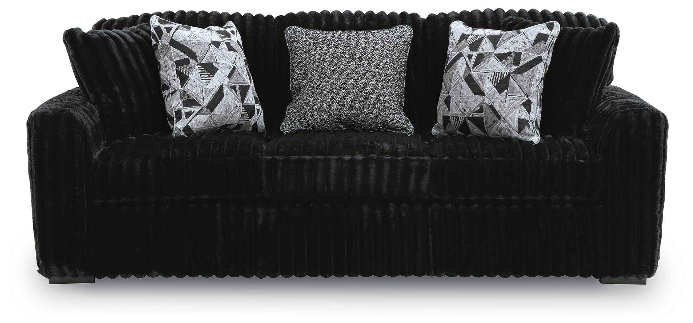 Midnight-Madness Onyx Sofa and Oversized Ottoman - Image 6