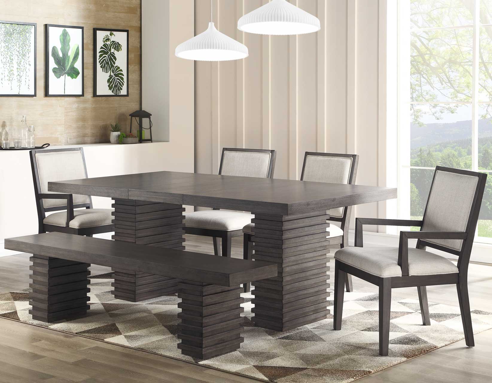 Mila Washed Gray Dining Room Set