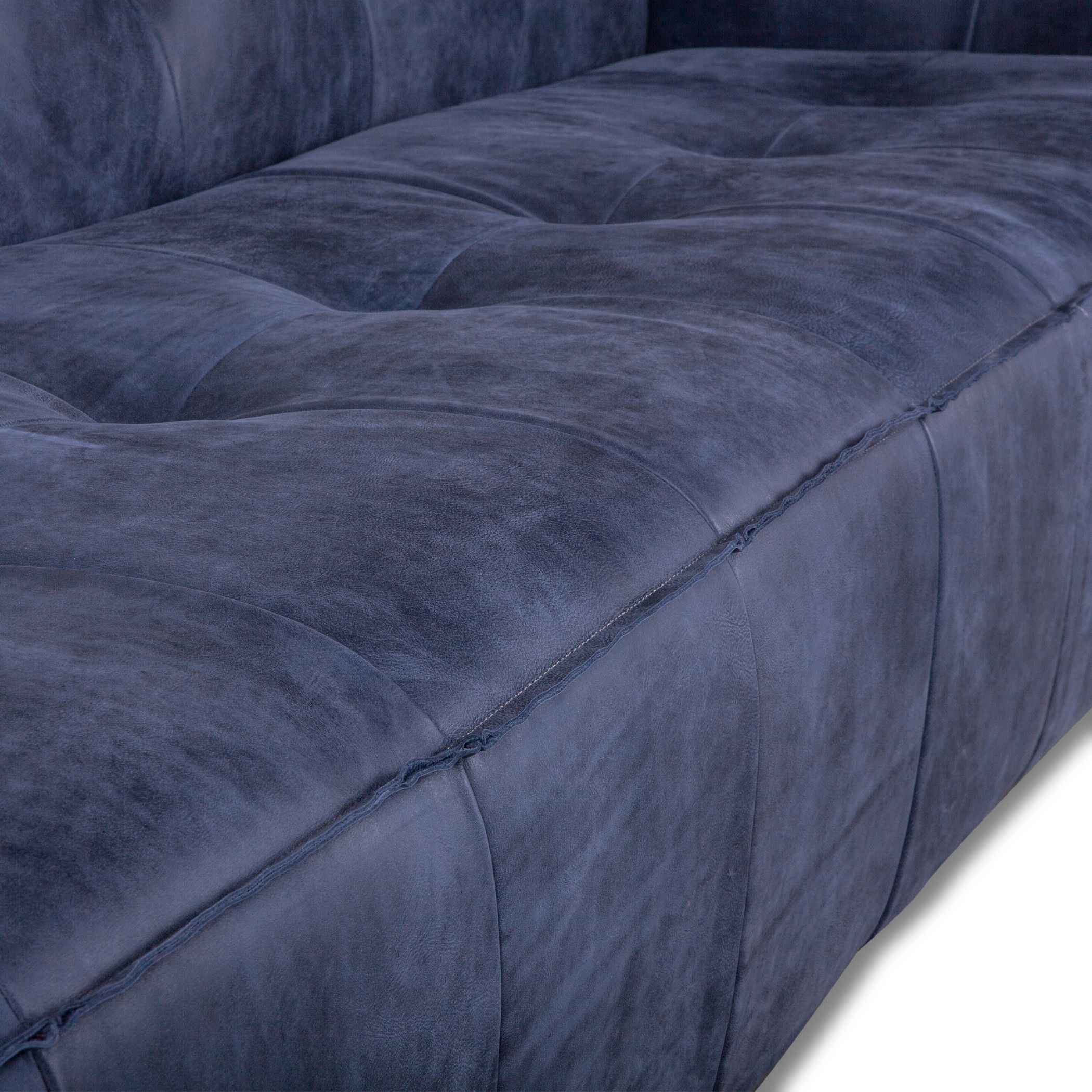 Milano 106" Sofa in Italian Blue Top Grain Leather - Image 7