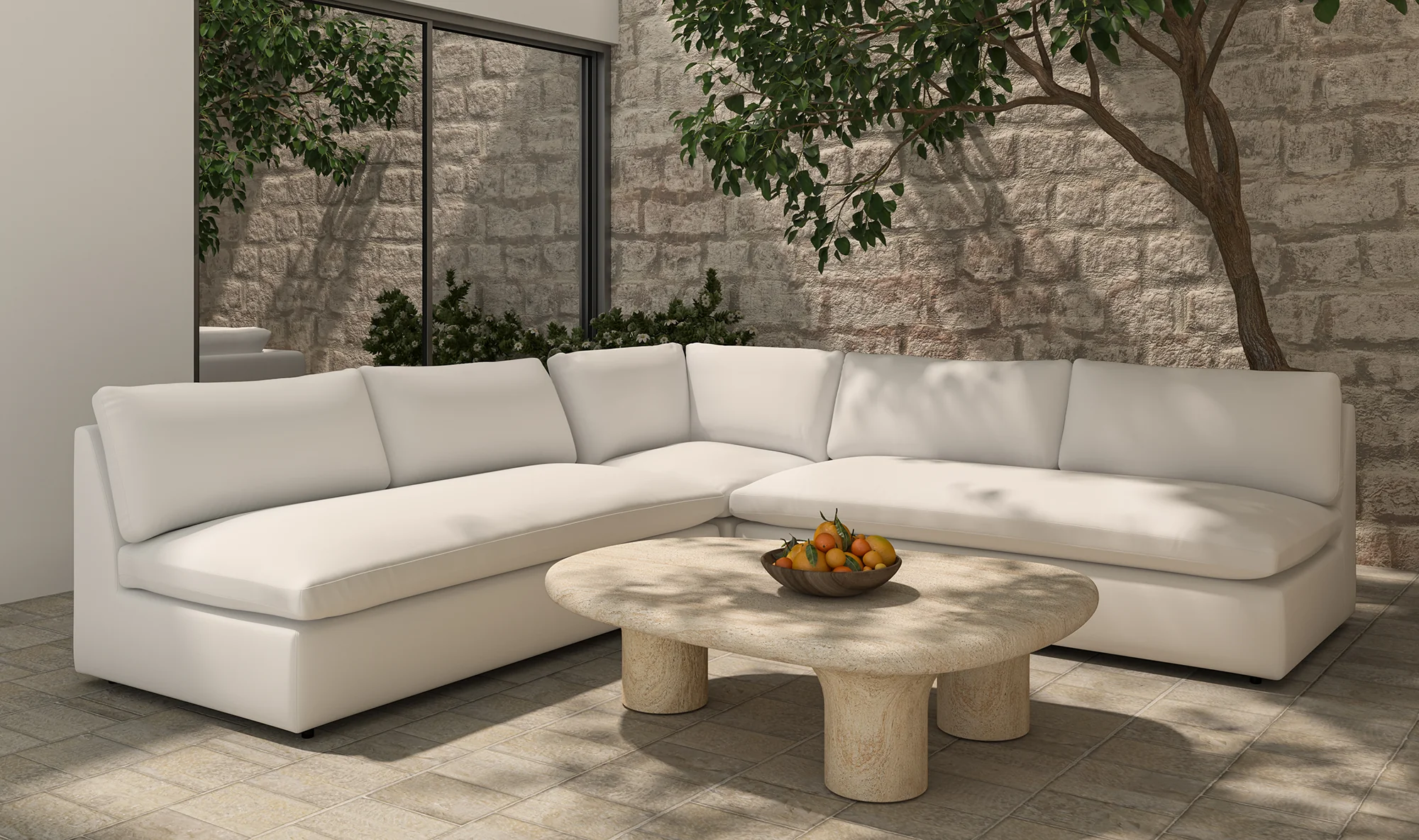 Miles Outdoor Modular 3 Piece White - Image 2