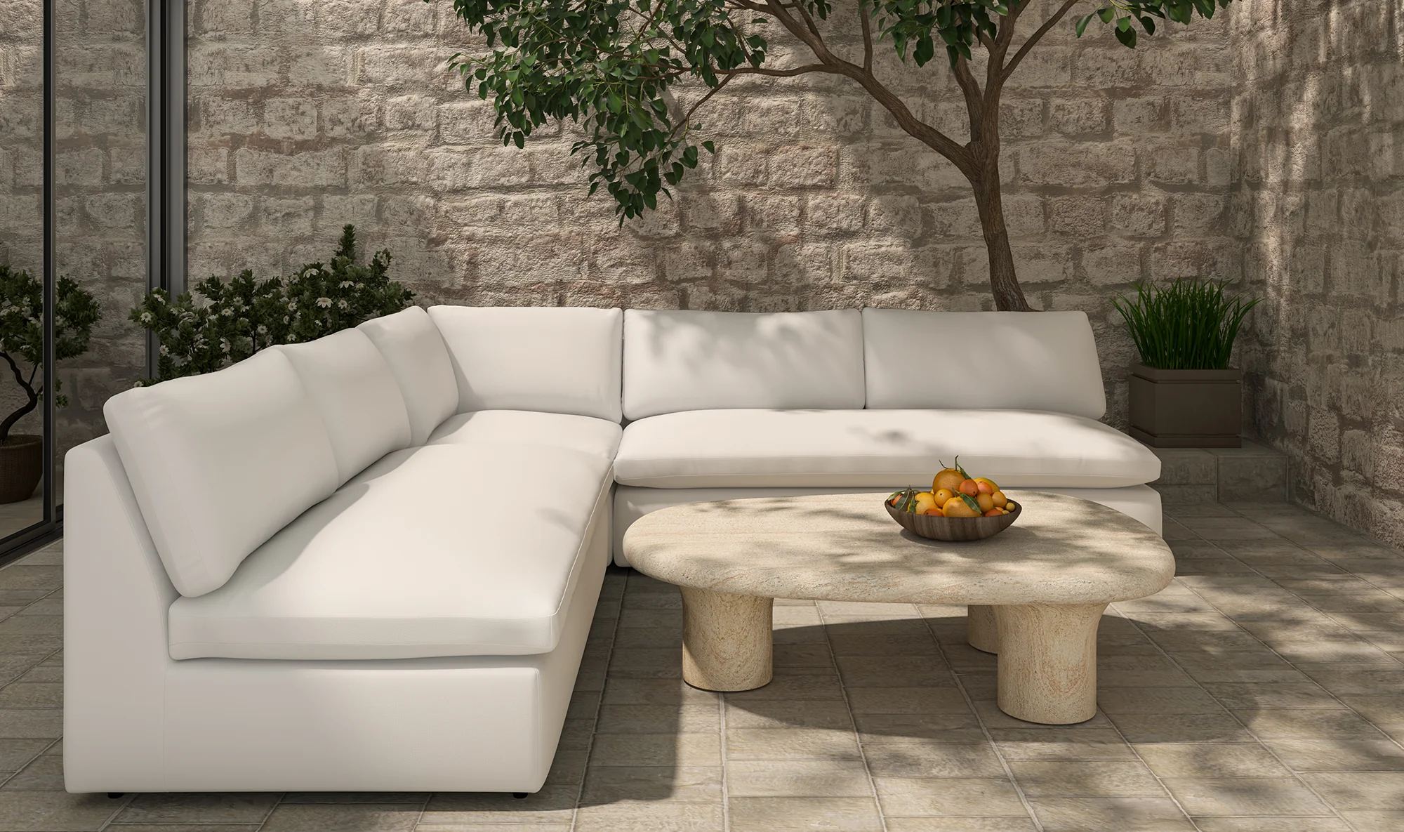 Miles Outdoor Modular 3 Piece White - Image 3