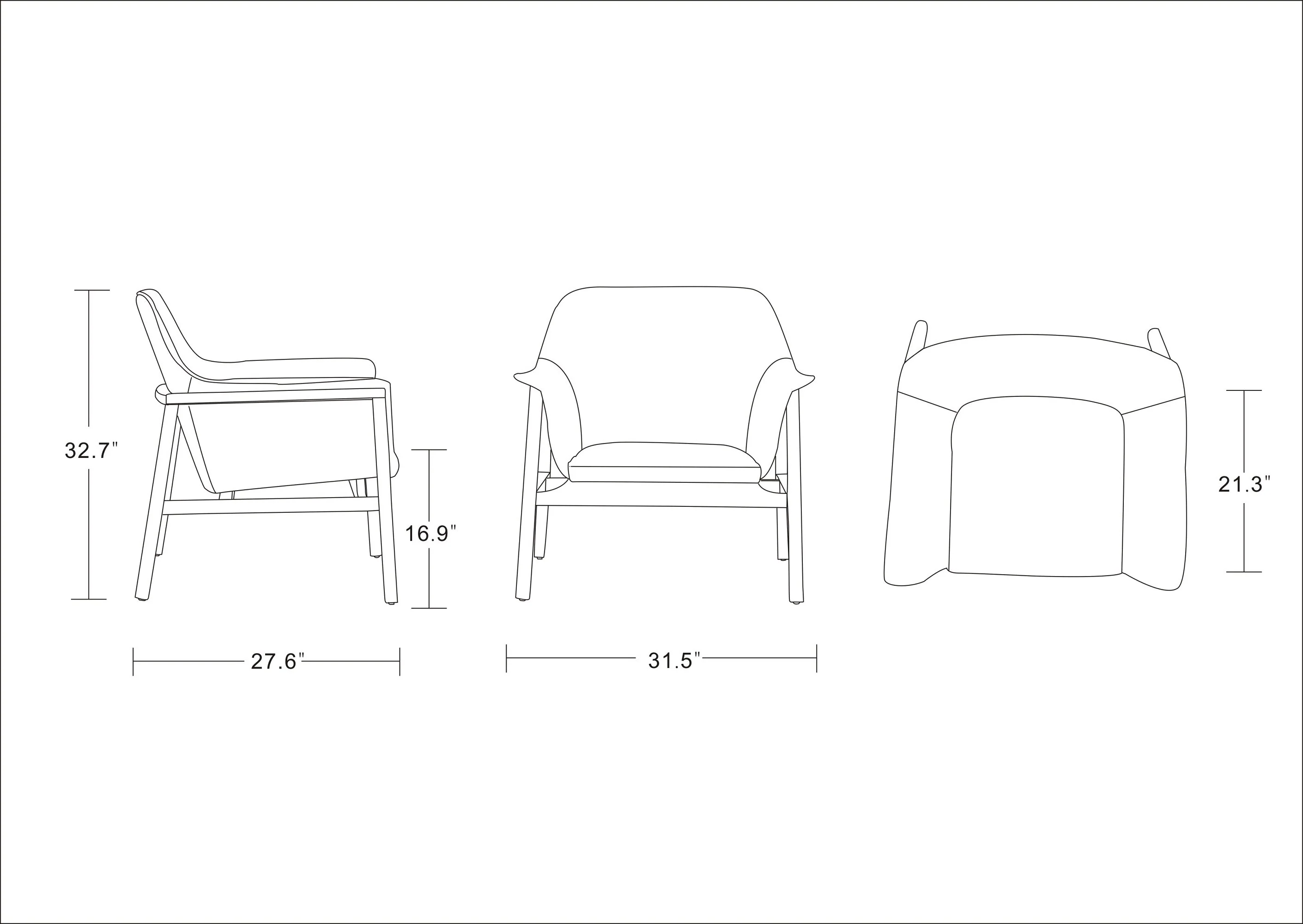 Miller Accent Chair in Grey and Walnut - Image 3