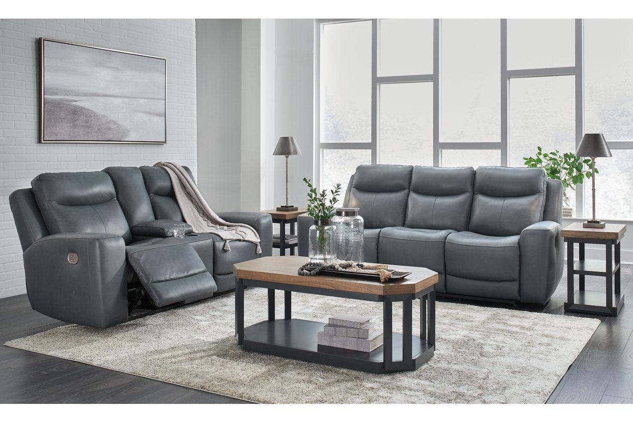 Mindanao Steel Dual Power Leather Reclining Sofa and Loveseat - Image 3