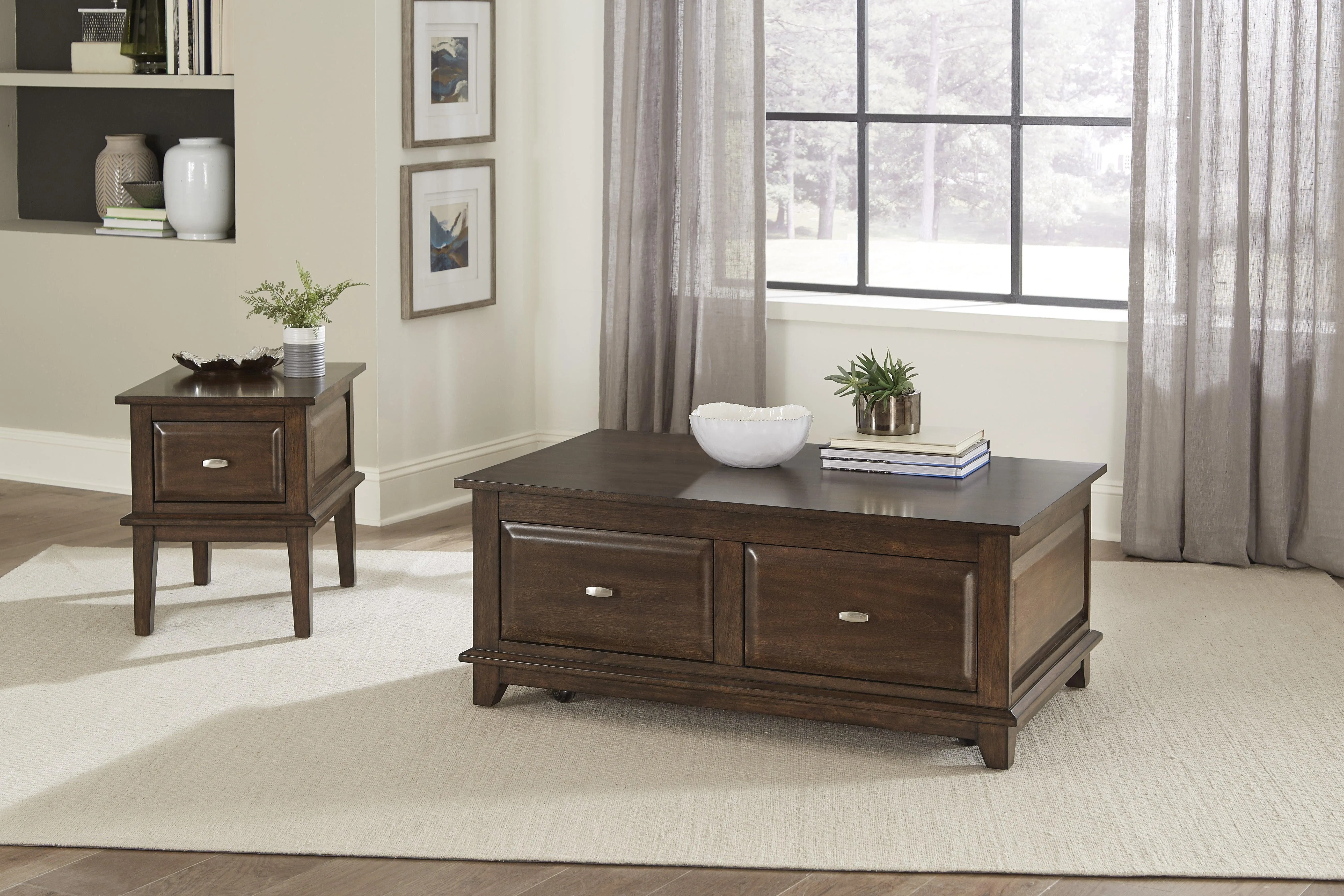 Minot Brown Cherry End Table - Image 2