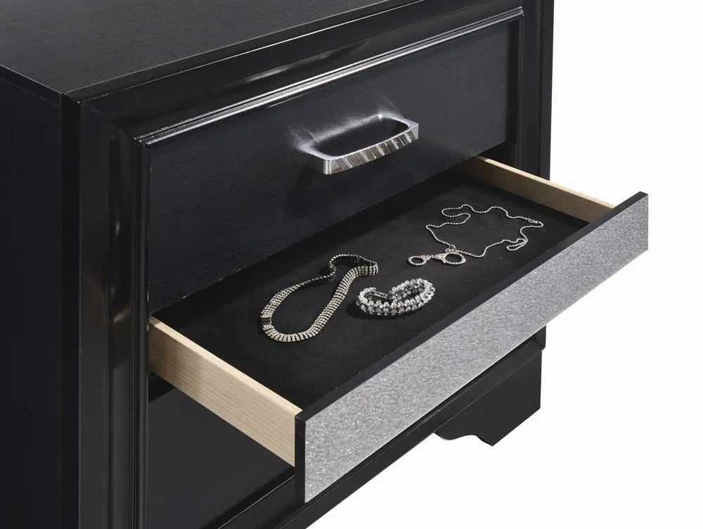 Miranda Black 2-Drawer Nightstand Tray - Image 5