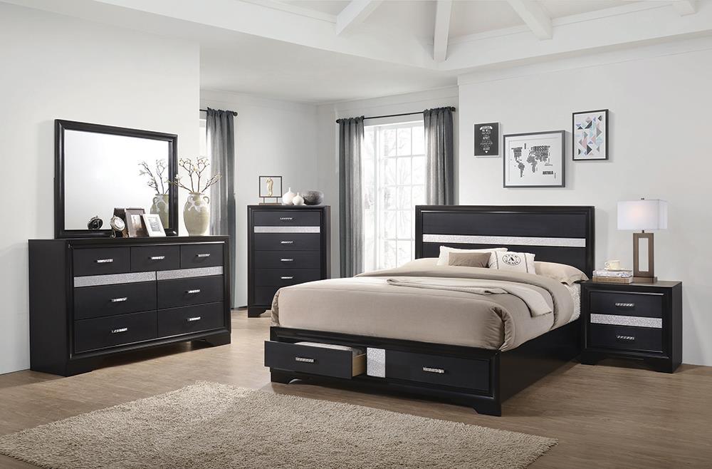 Miranda Black Eastern King 2-Drawer Storage Bed - Image 3