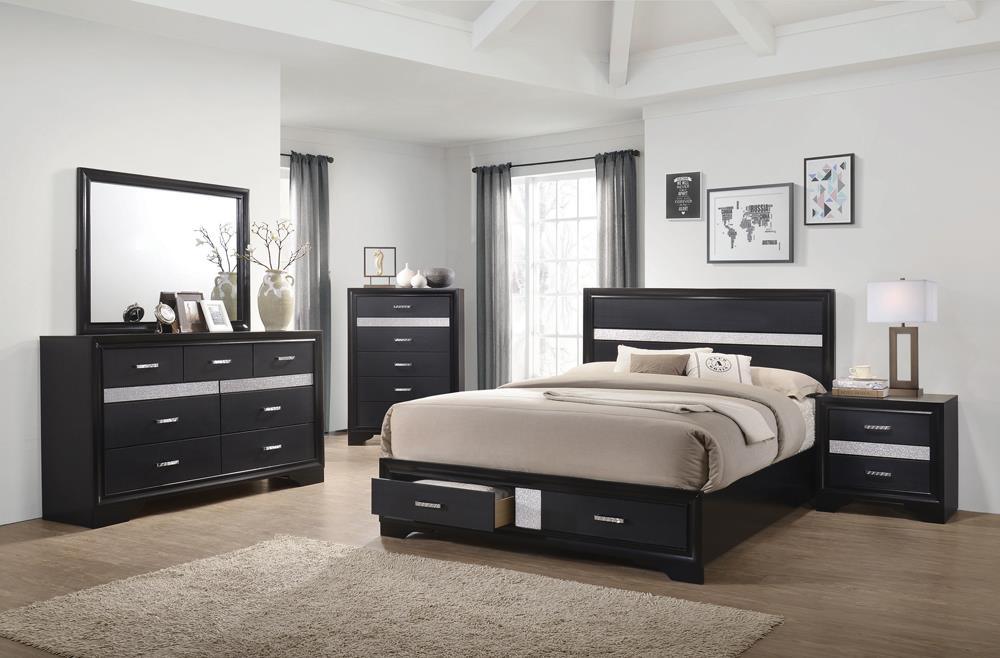 Miranda Black Eastern King 2-Drawer Storage Bed - Image 4