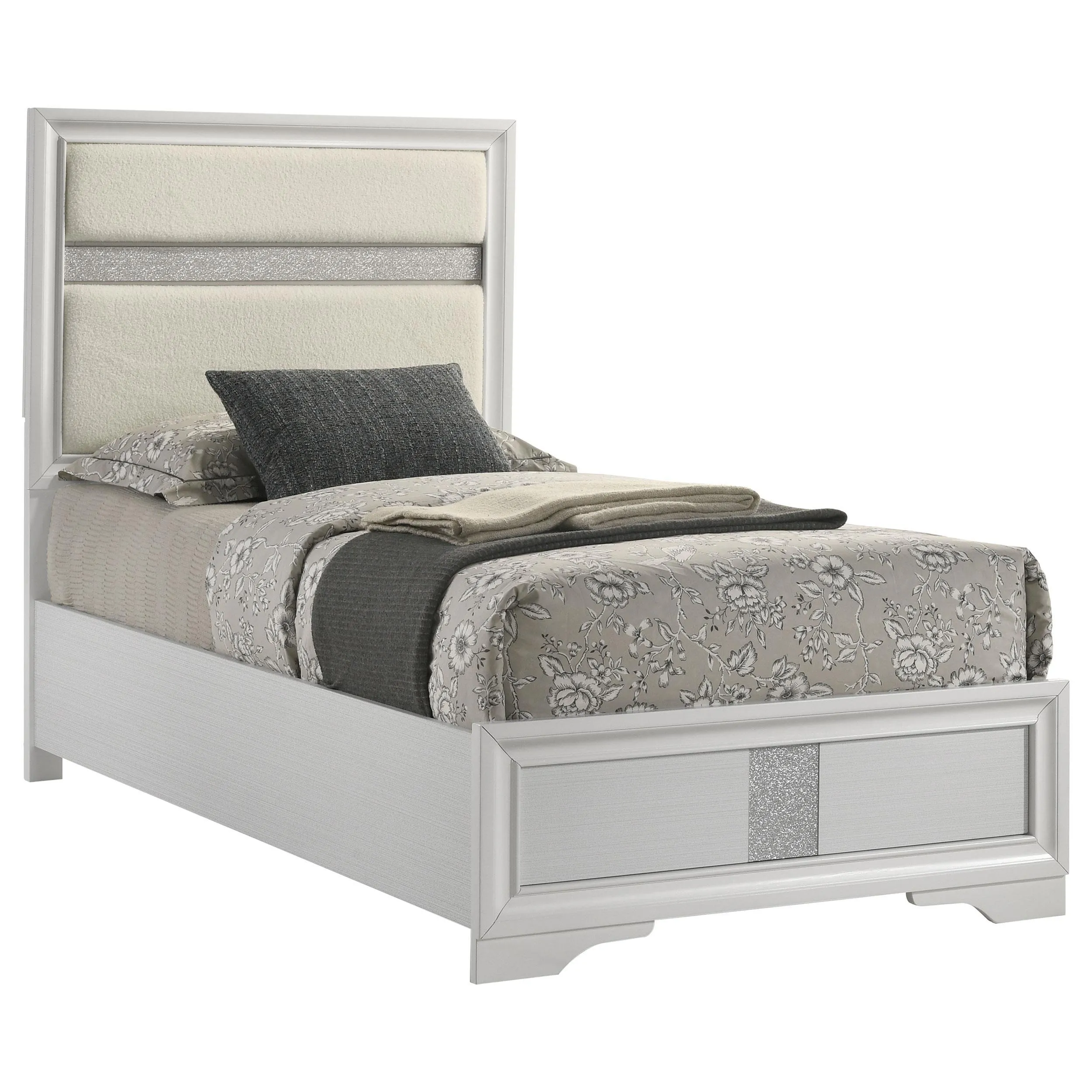 Miranda White 55-inch Upholstered Twin Panel Bed - Image 2