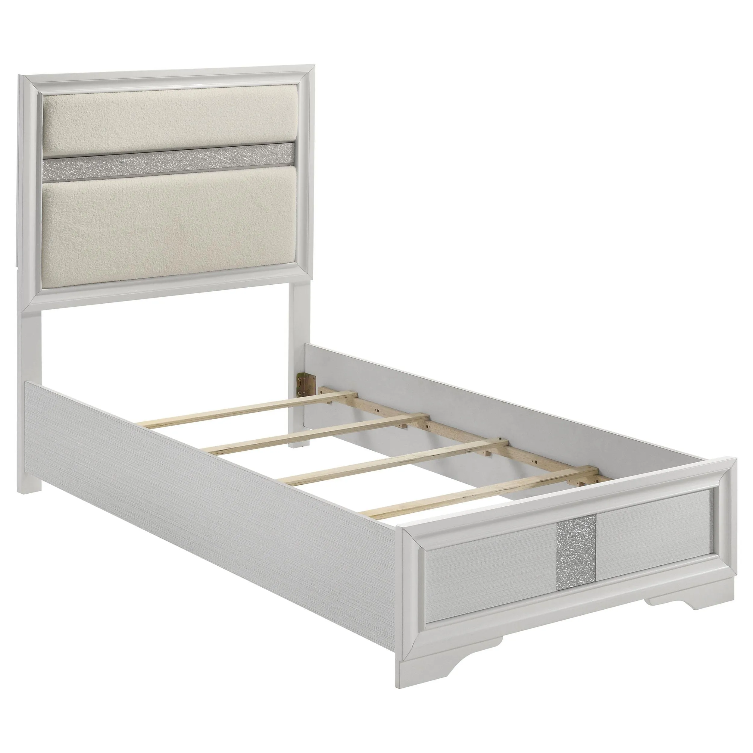 Miranda White 55-inch Upholstered Twin Panel Bed - Image 3