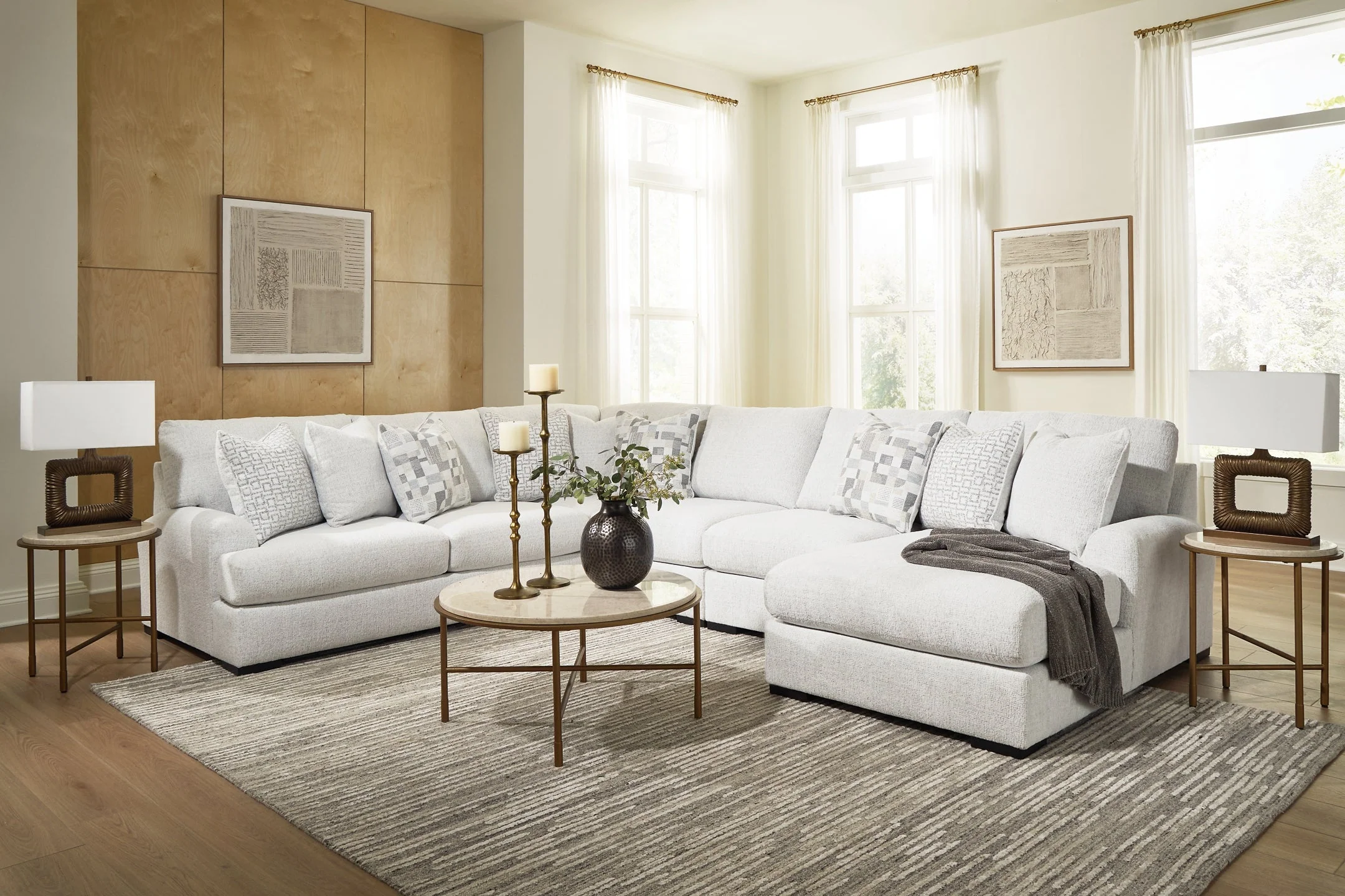 Misty-Lakes Chalk 5-Piece Sectional with RAF Chaise - Image 4