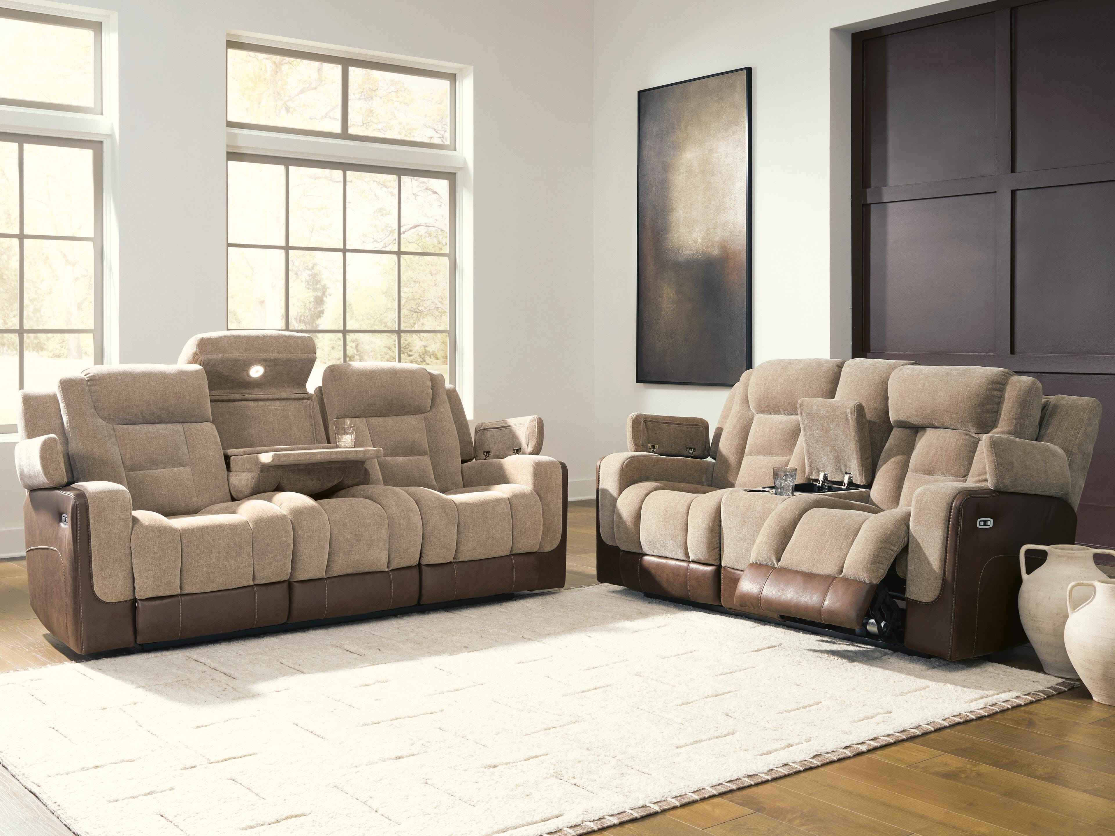 Mixed Motion Brownstone Power Reclining Living Room Set - Image 4