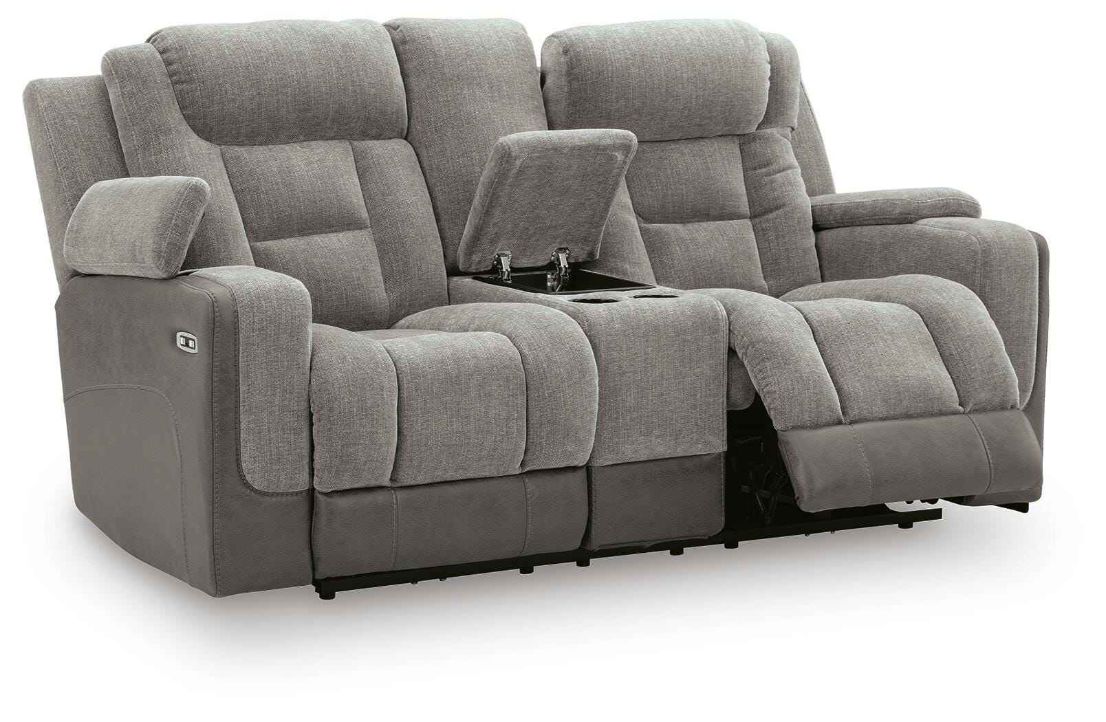 Mixed Motion Shadow Power Reclining Loveseat with Console - Image 3