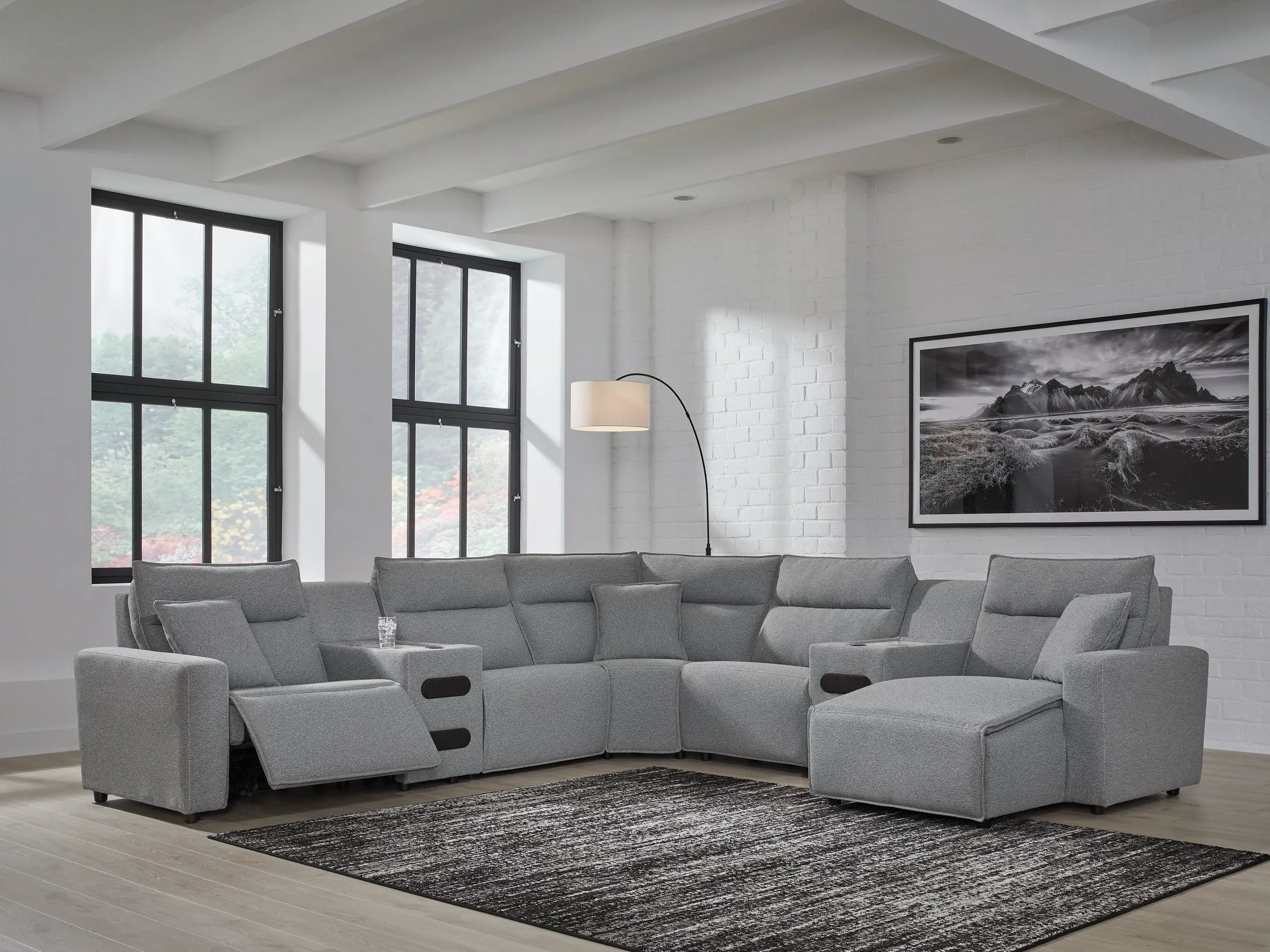 Modmax II Salt and Pepper 7-Piece Power Reclining Sectional with RAF Chaise