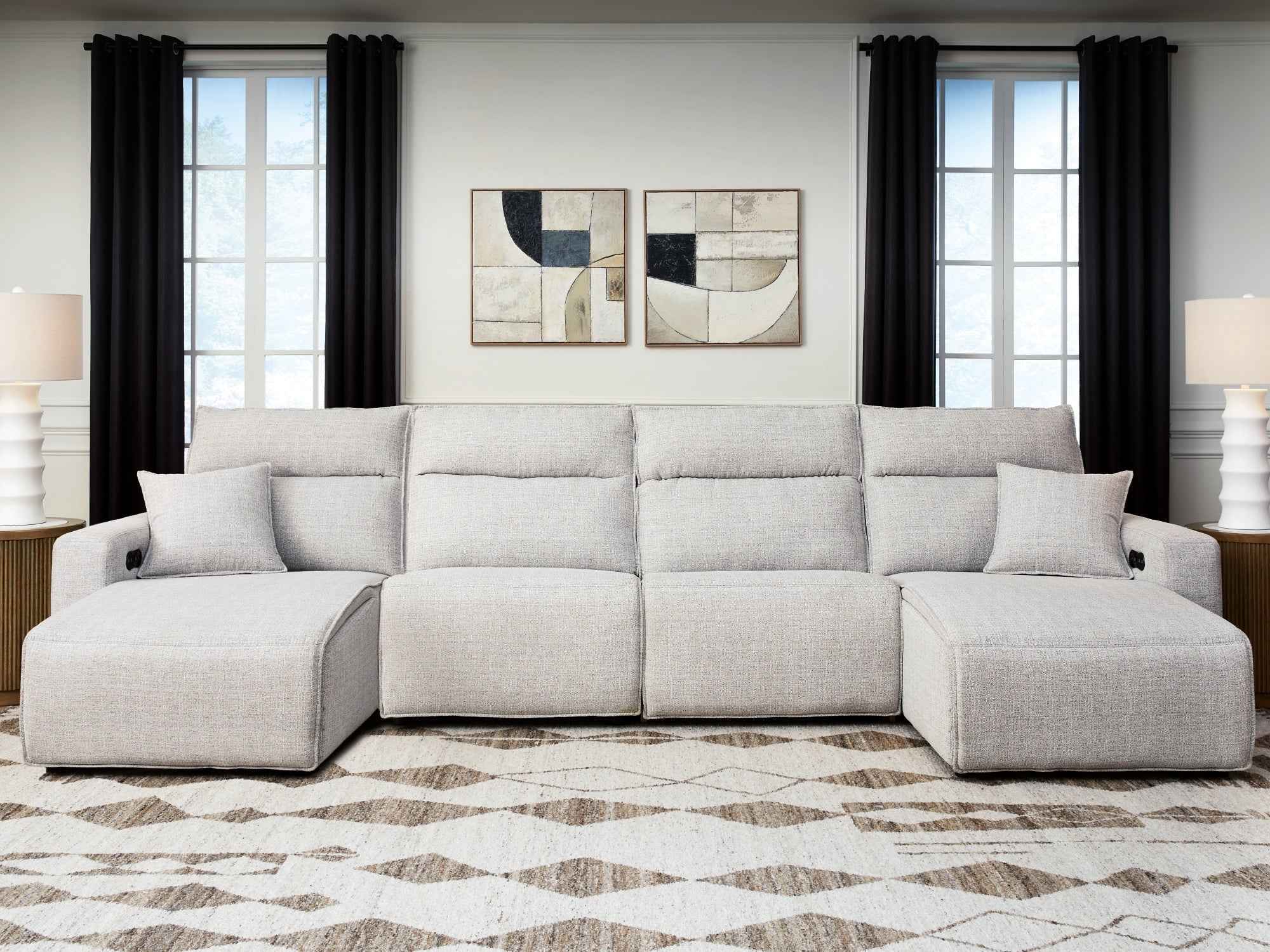 ModMax II Stone 4-Piece Power Reclining Sectional with Chaise