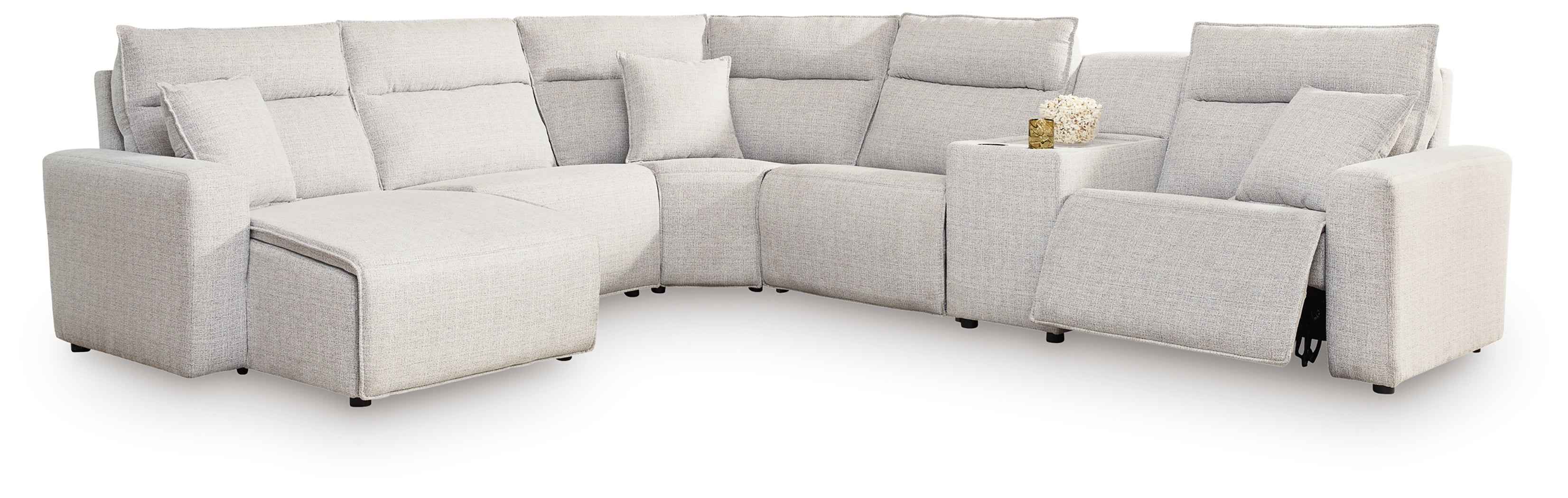 ModMax II Stone 6-Piece Power Reclining Sectional with Chaise and Console