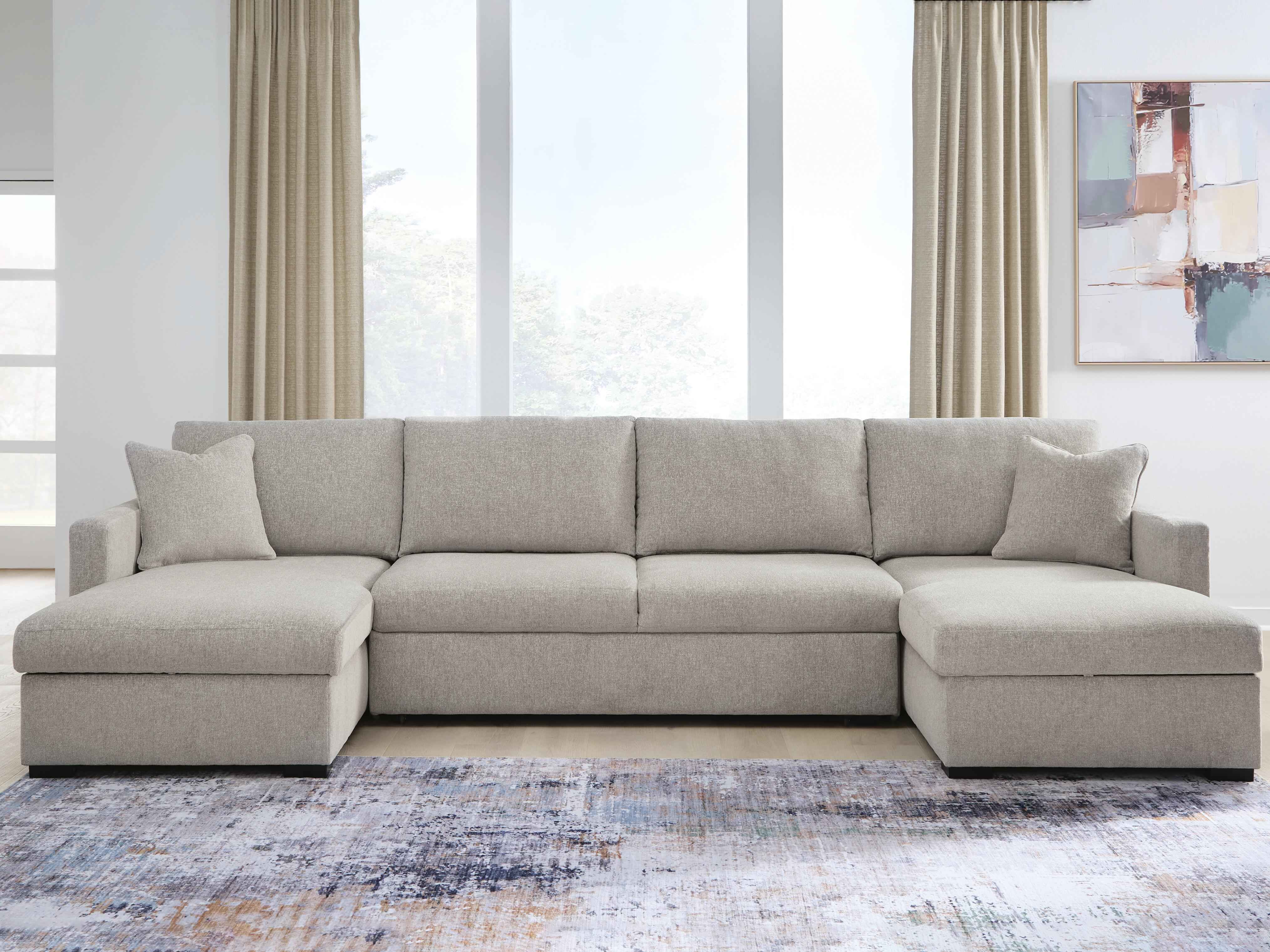 ModMax Luxe Flint 3-Piece Double Storage Chaise Sectional with Pop Up Sleeper