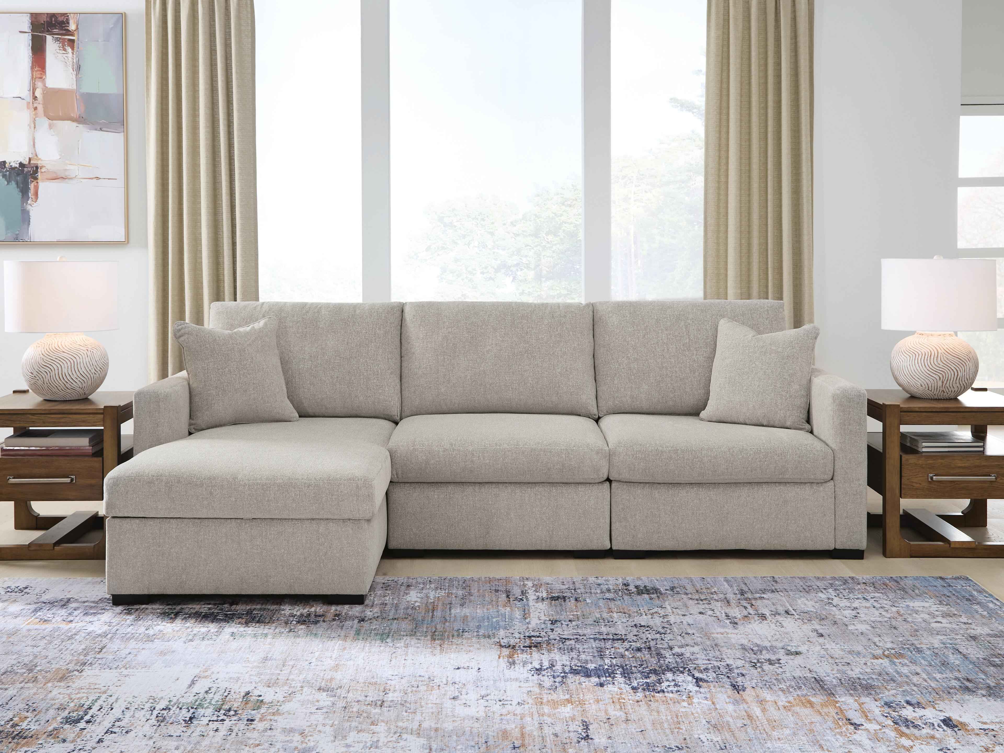 ModMax Luxe Flint 3-Piece Sectional Sofa Storage Chaise