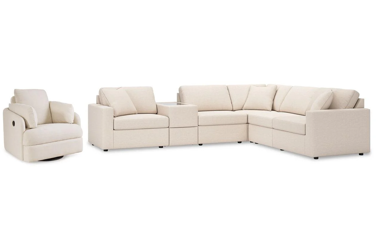 Modmax Oyster 6-Piece Sectional and Swivel Glider Recliner - Image 2