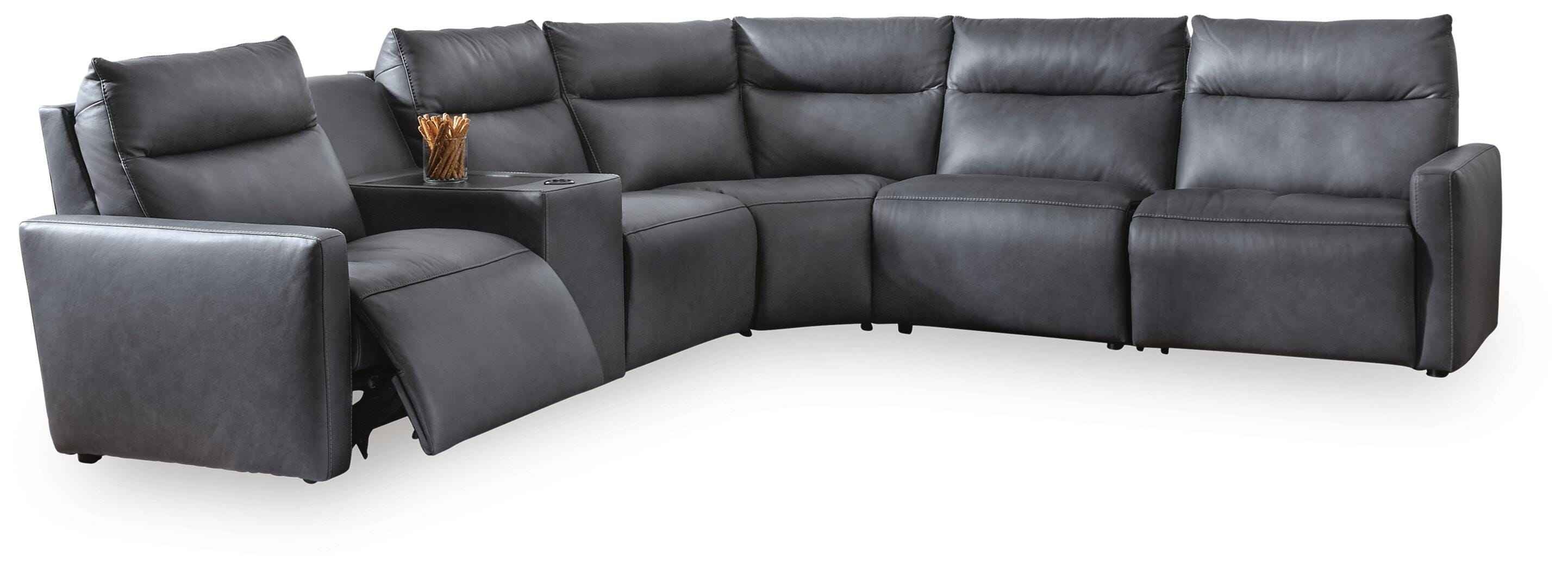 ModZ Blue 6-Piece Power Reclining Sectional with Audio Console - Image 2