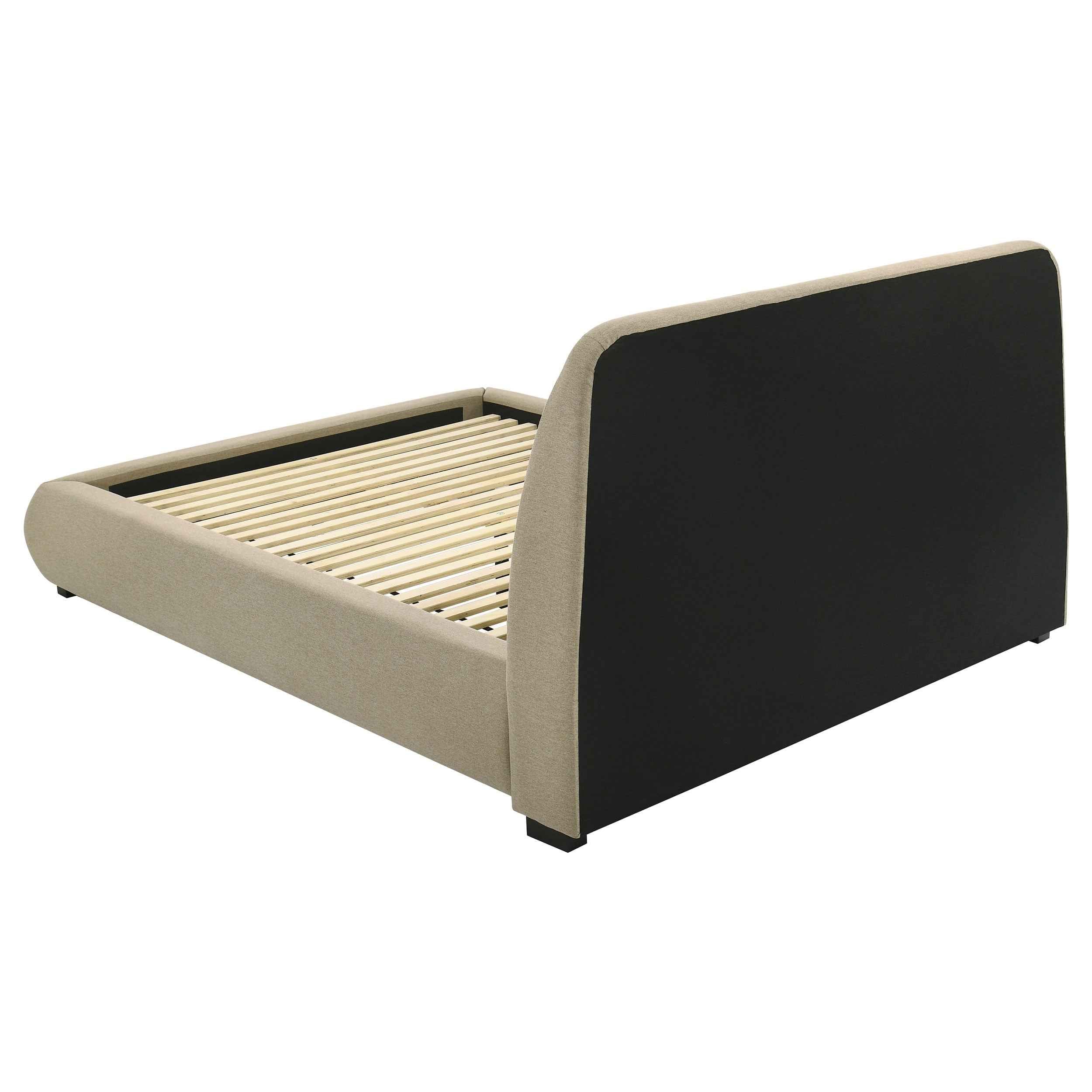 Mokena Light Brown 46-inch Upholstered Queen Platform Bed - Image 5
