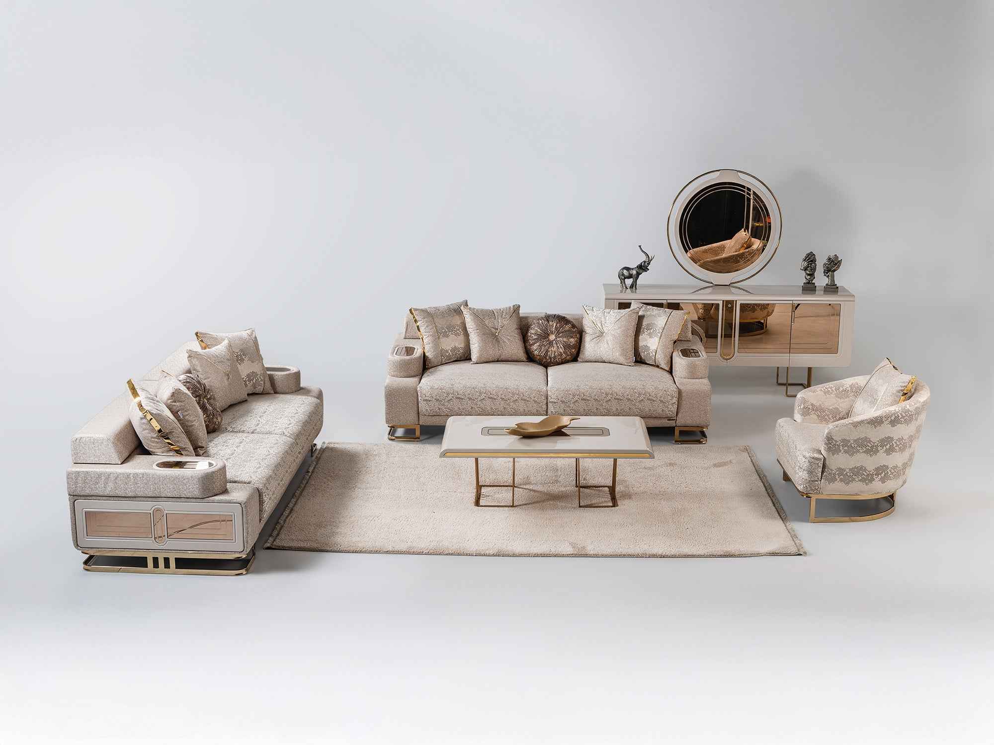 Monza Cream 3-pieces (Sofa & Loveseat & Chair) Living Room Set
