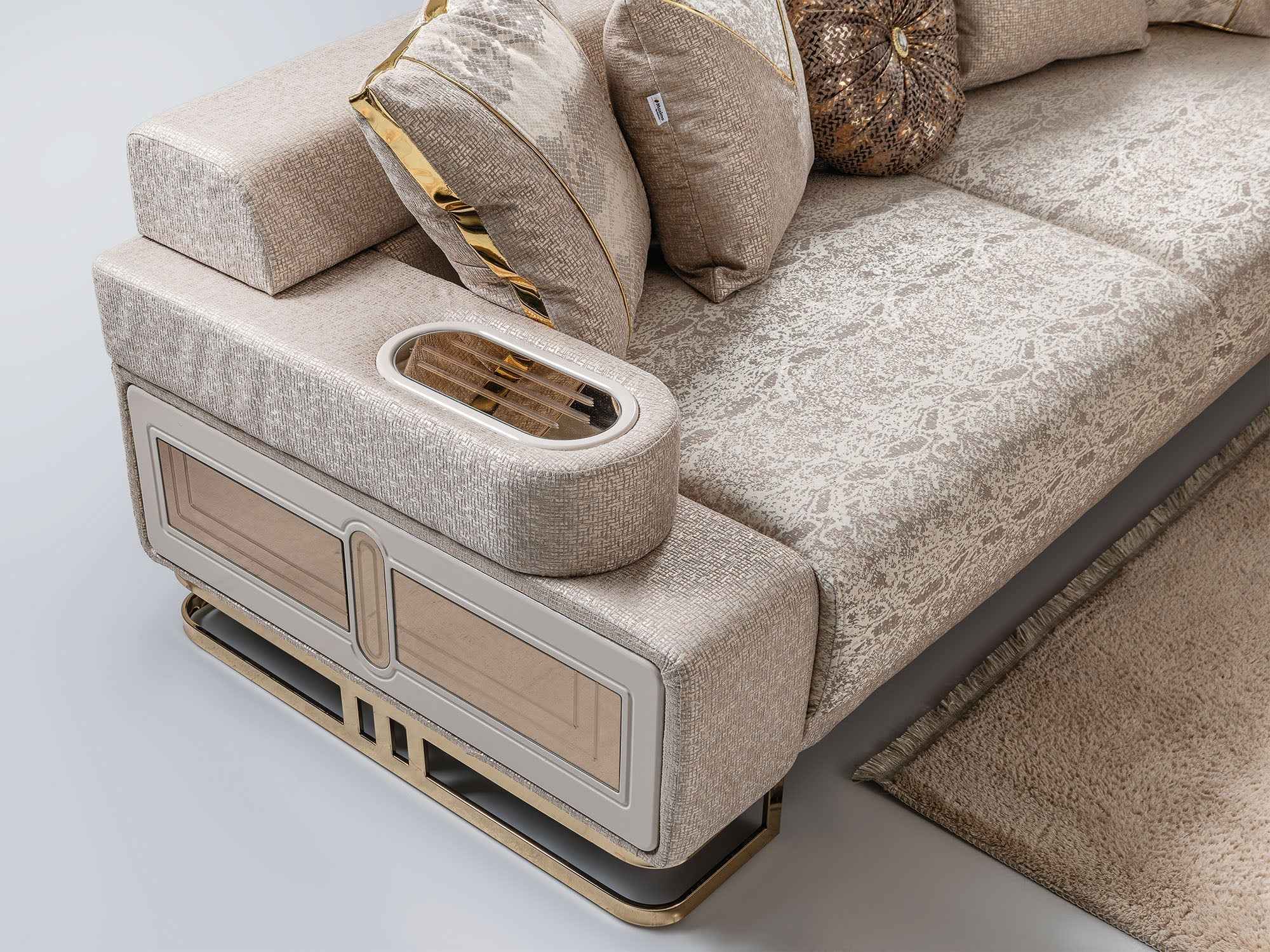 Monza Cream Convertible Loveseat - Image 3
