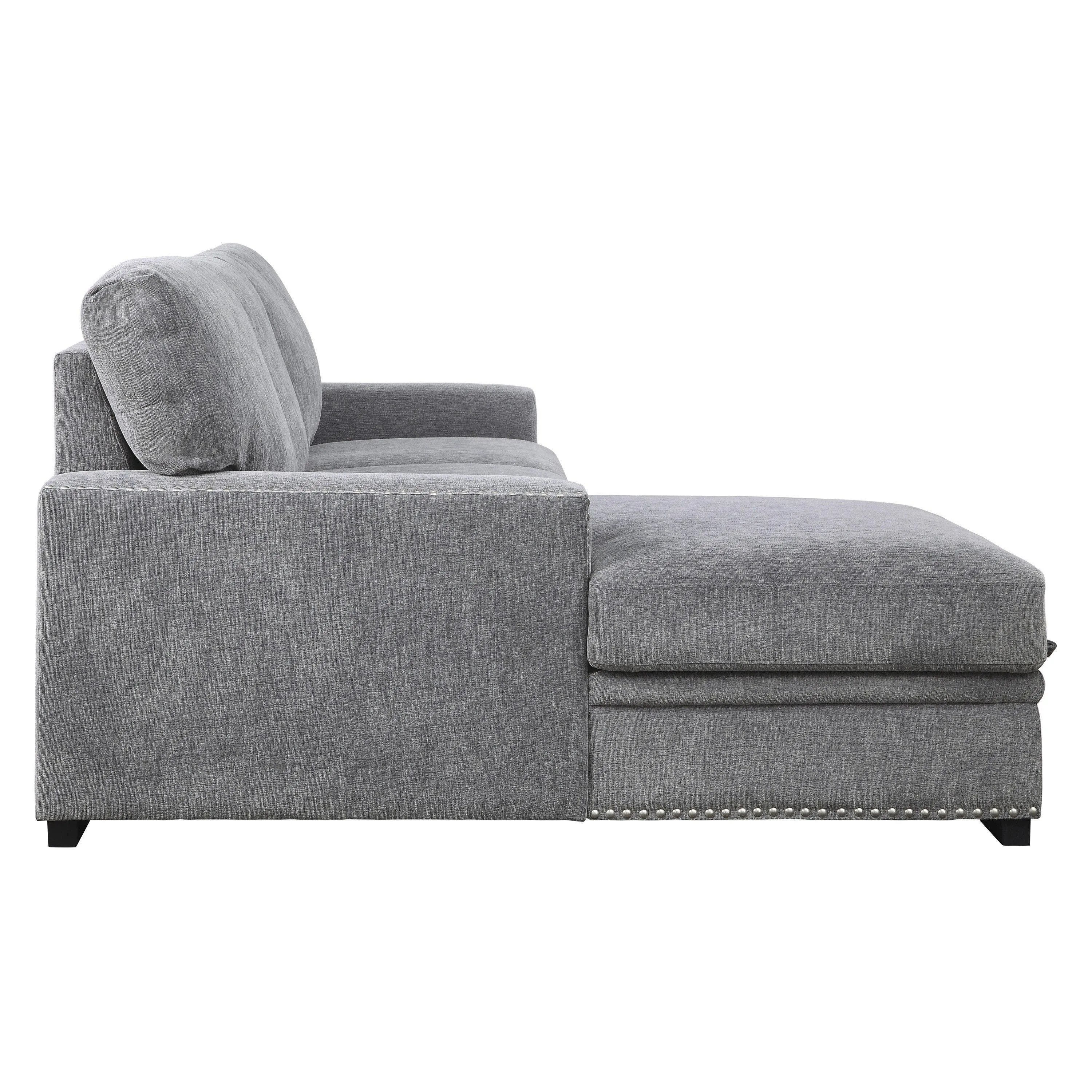 Morelia 2-Piece Sectional with Pull-out Bed and Left Chaise with Hidden Storage In Gray - Image 5